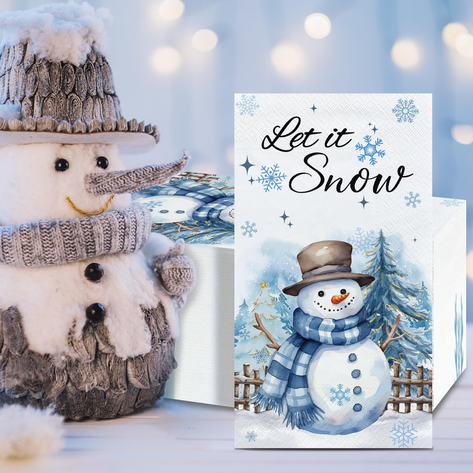50 servilletas de Navidad para invitados de 2 capas, toallas de mano decorativas de papel para baño, cocina, muñeco de nieve, servilletas de mano desechables para invierno, Navidad, fiestas, baby
