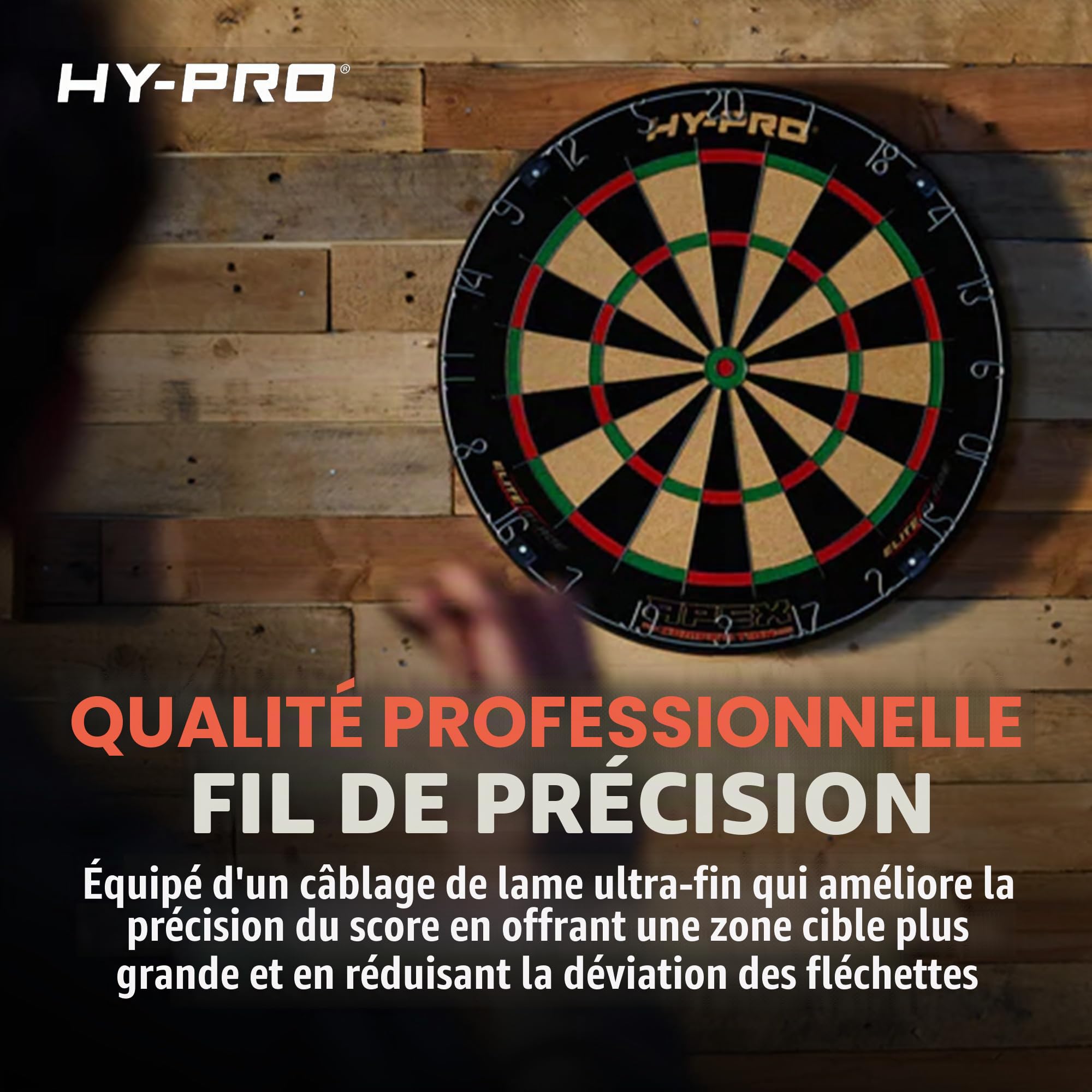 Hy-Pro Apex Cible de fléchettes professionnelle – Cible de fléchettes d'intérieur et d'extérieur avec fil de lame de précision, sisal de qualité A et montage – Idéal pour une installation facile et