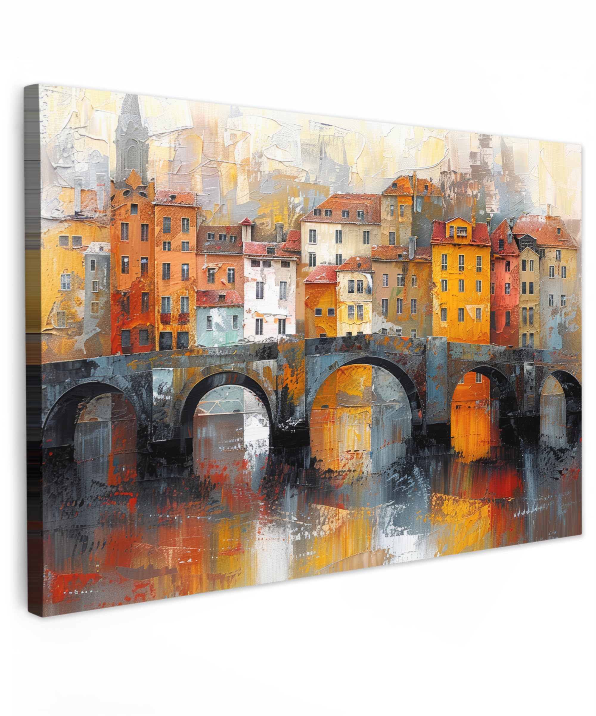 MuchoWow© Canvas Wall Art 35"x24" / 90x60 cm Decor Prints for Living Room Decorative Canvases Hall Artwork Moat - Art - Architecture - Brown