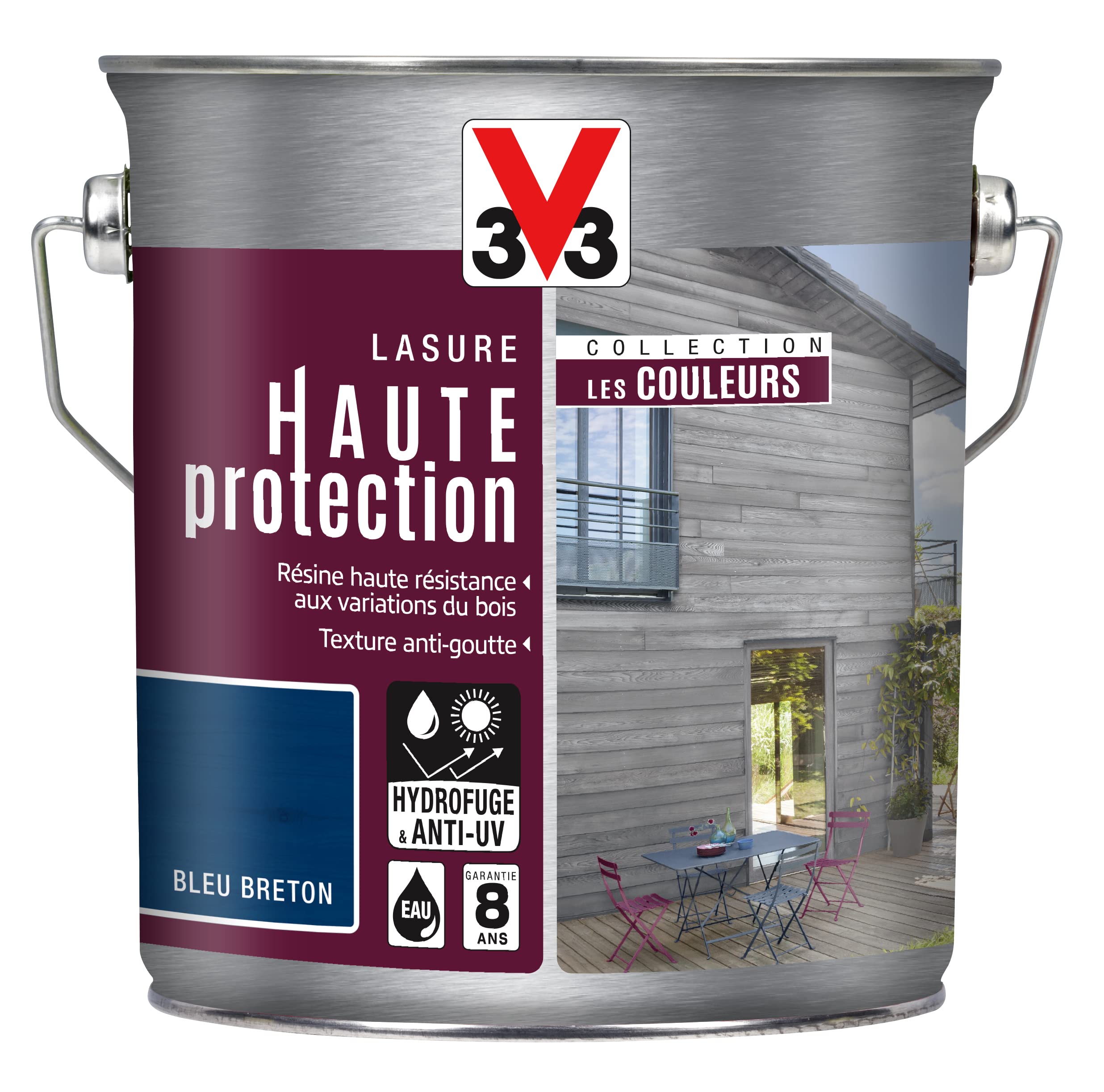 V33 Lasure haute protection, Les couleurs, Bleu breton 2,5L