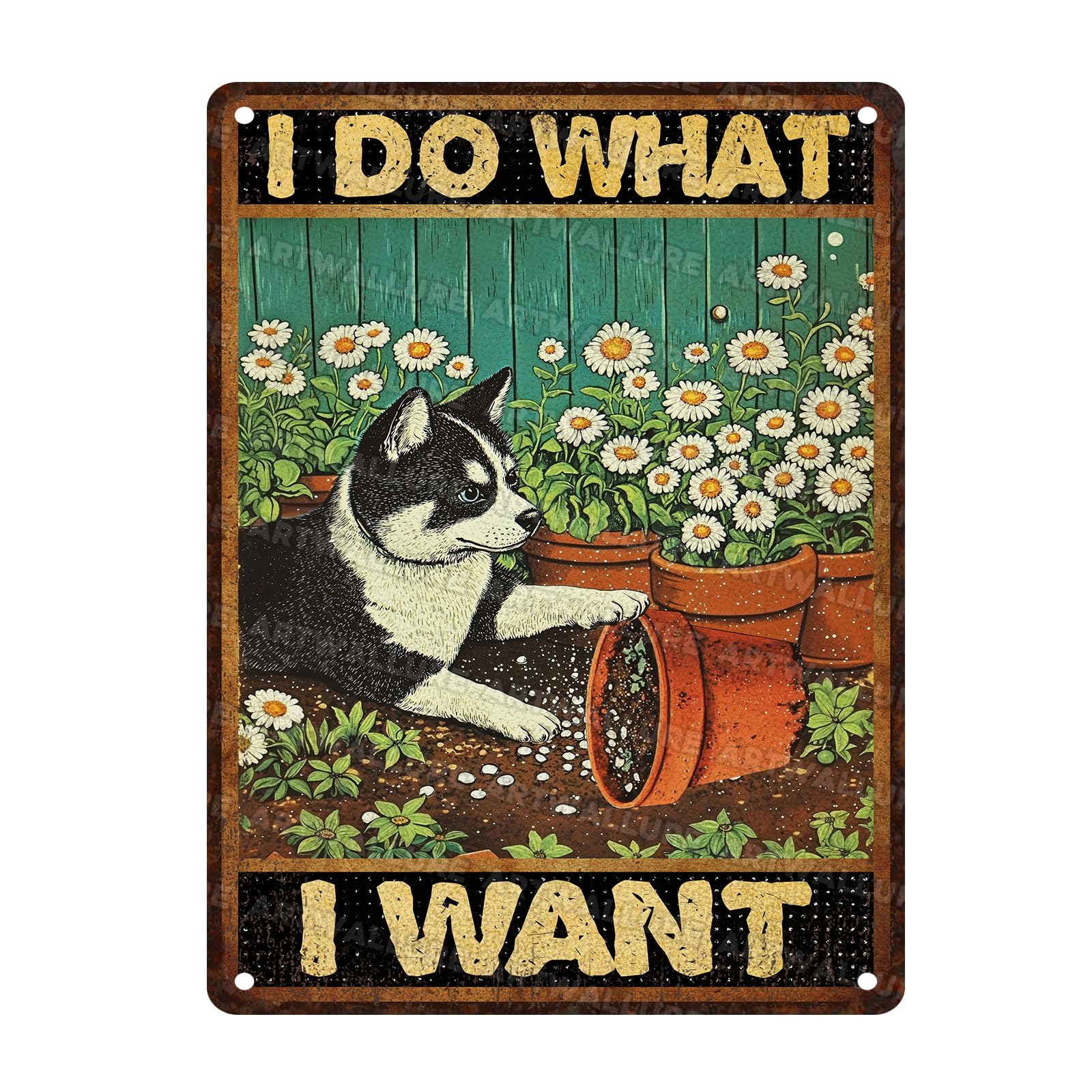 Dog Vintage Tin Sign I Do What I Want Funny Metal Sign for Decorations For Man Cave Accessories 12x16inch
