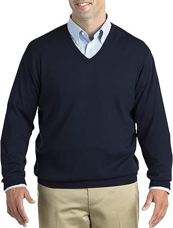 Harbor Bay by DXL Men's Big and Tall V-Neck Pullover | Lightweight Cotton for Easy Wear with a Ribbed-Knit Trim