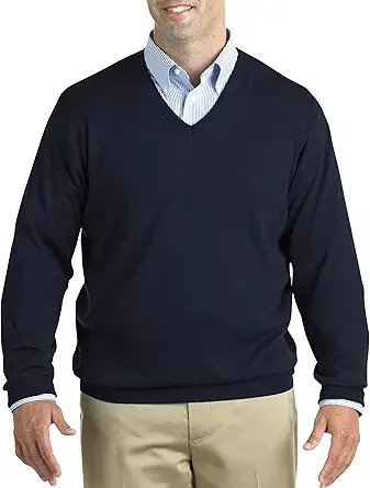 Harbor Bay by DXL Men's Big and Tall V-Neck Pullover | Lightweight Cotton for Easy Wear with a Ribbed-Knit Trim
