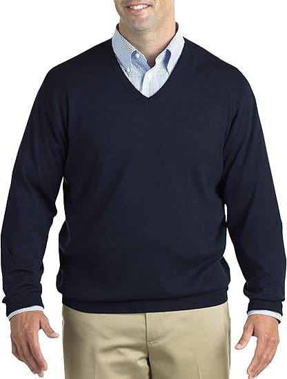 Harbor Bay by DXL Men's Big and Tall V-Neck Pullover | Lightweight Cotton for Easy Wear with a Ribbed-Knit Trim
