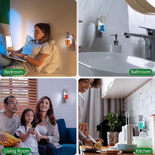 Miniatura 7 de Saillong Fragancia de pared con luz nocturna compatible con fragancia WallFlower de Bath and Body Works, con diseño de enchufe giratorio, enchufe