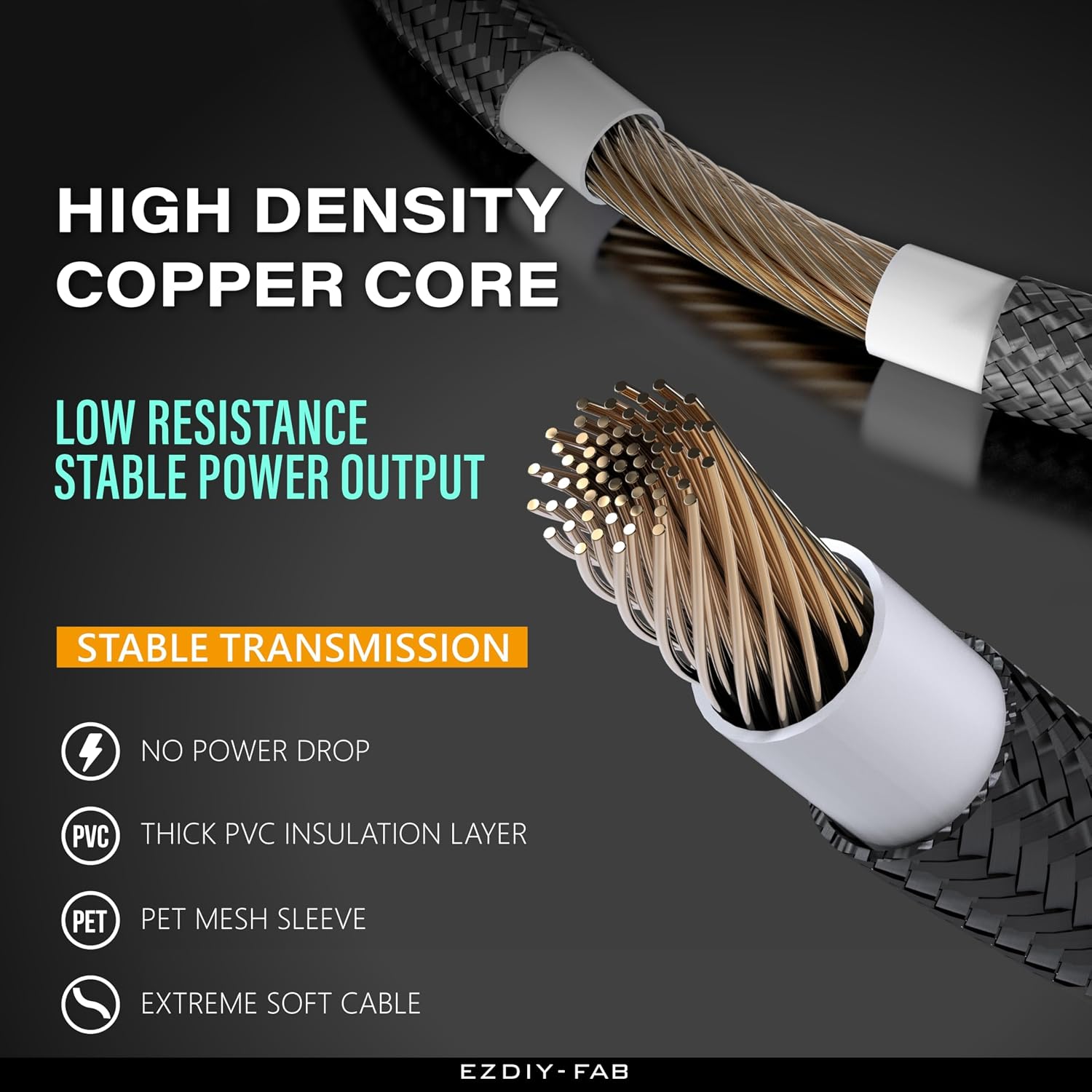 EZDIY-FAB PSU Cable Extension Kit, 18AWG, ATX/EPS/PCIe, 30cm, Carbon image 2
