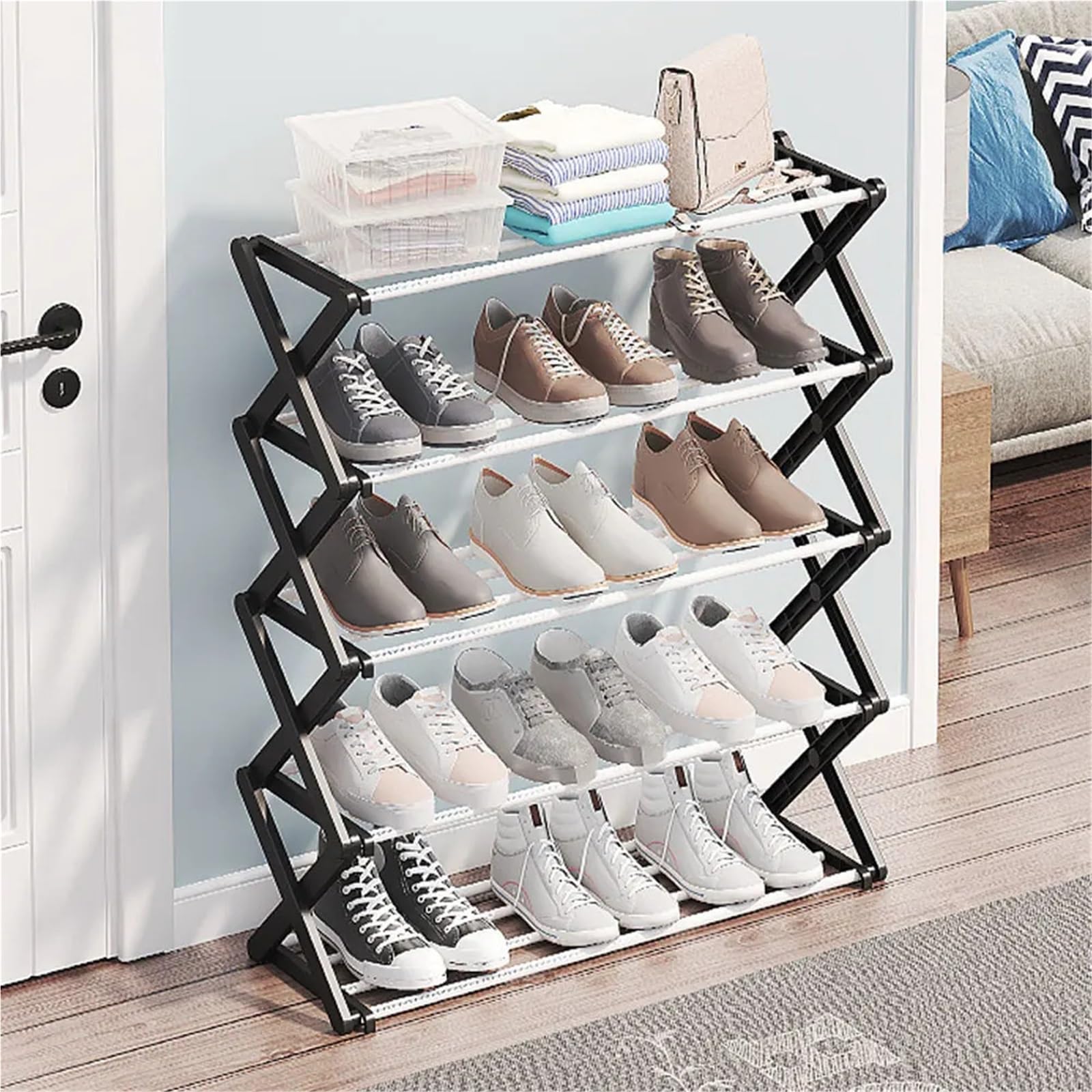 Estantería de Metal Foldable Multi-Tier Metal Shoe Rack