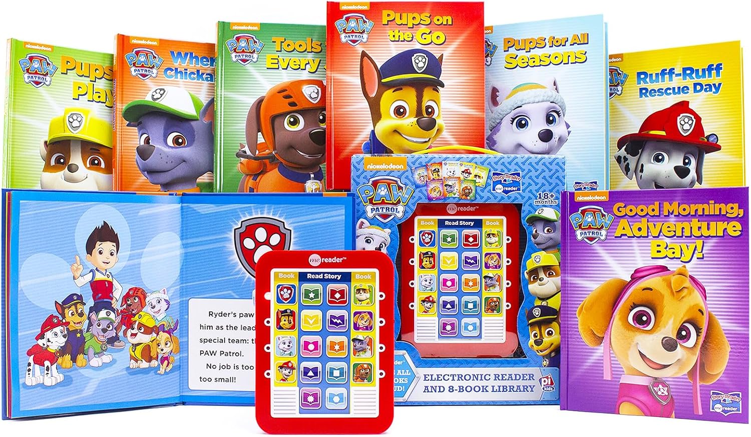 Paw Patrol Me Reader Electronic Reader 8 Book Bundle - Cartoon Books for Toddlers, Babies Plus Coloring Pages, Stickers, More | Paw Patrol Learning Toys