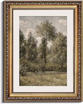InSimSea Retro Gold Framed Wall Art, Home Room Poplars Vintage Wall Decor, Canvas Print Artwork, Farmhouse Country Decor, Antique Picture Frame Landscape Paintings, 11x14 Inch