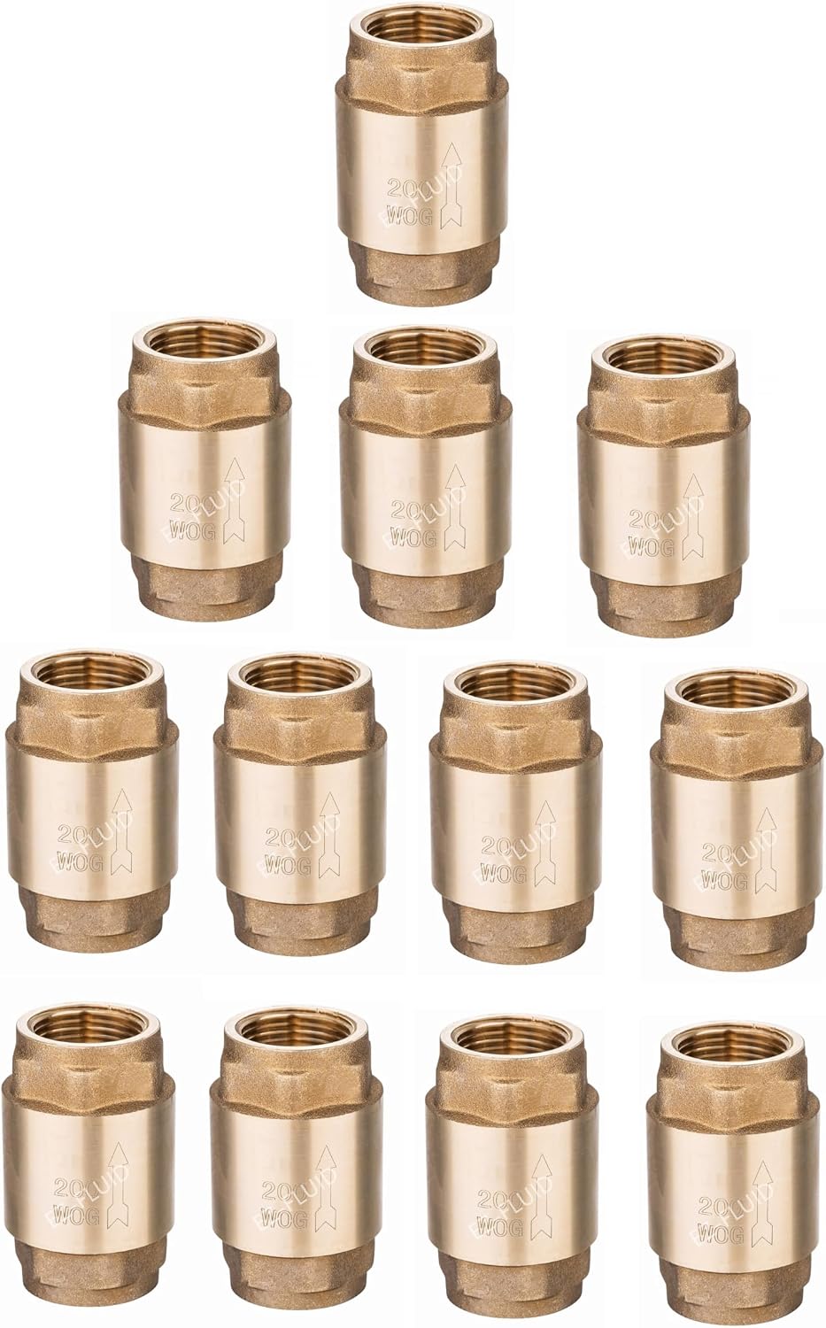 (1Pc) EZ-Fluid 1-1/4" IPS Thread Female Heavy Duty Brass In-Line Spring Check Valve with Stainless Steel Spring, Brass Disc,One Way Backflow Preventer Check Valve Lead-Free
