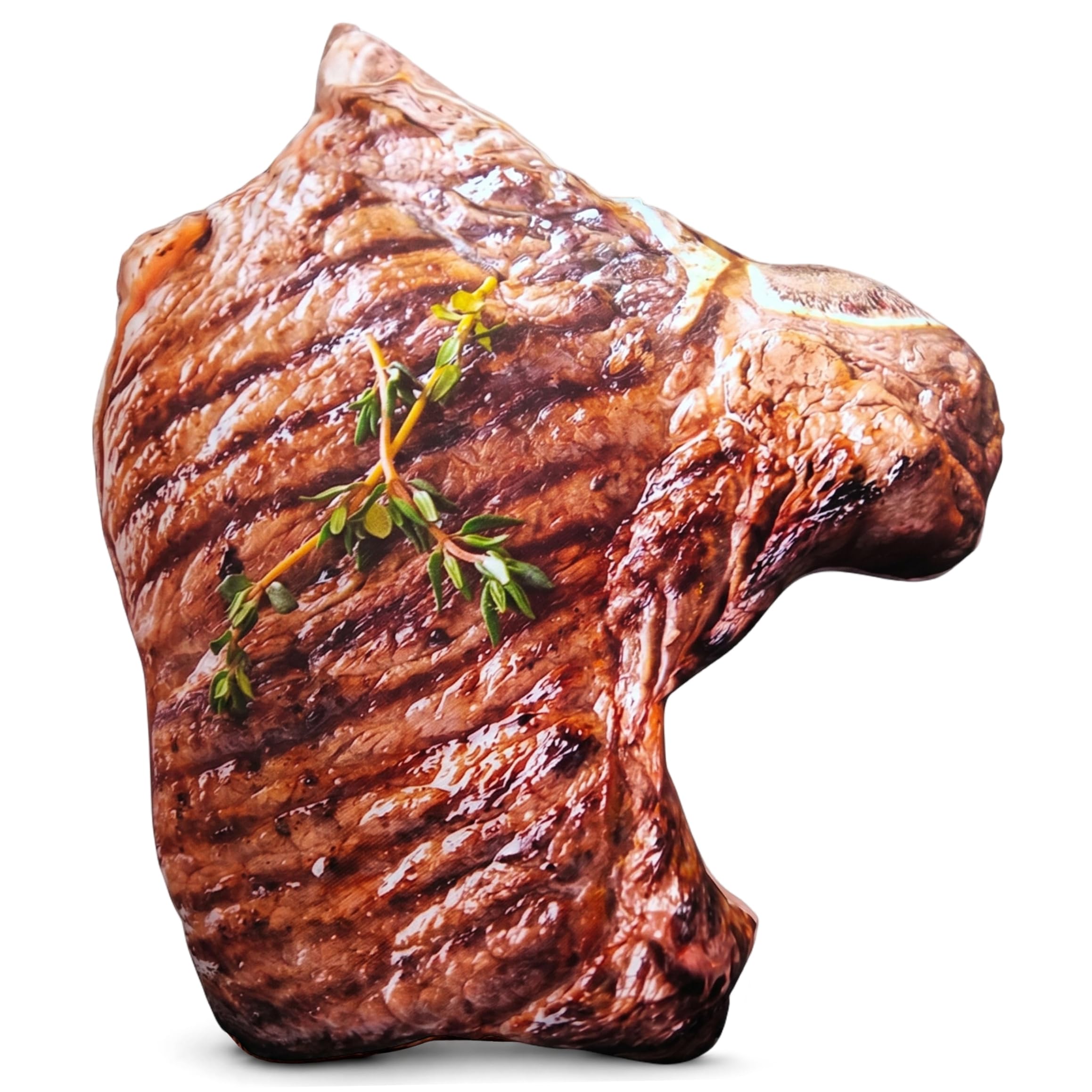 Oreiller à steak en peluche douce coussin réaliste 40x35cm marron pour canapé et lit