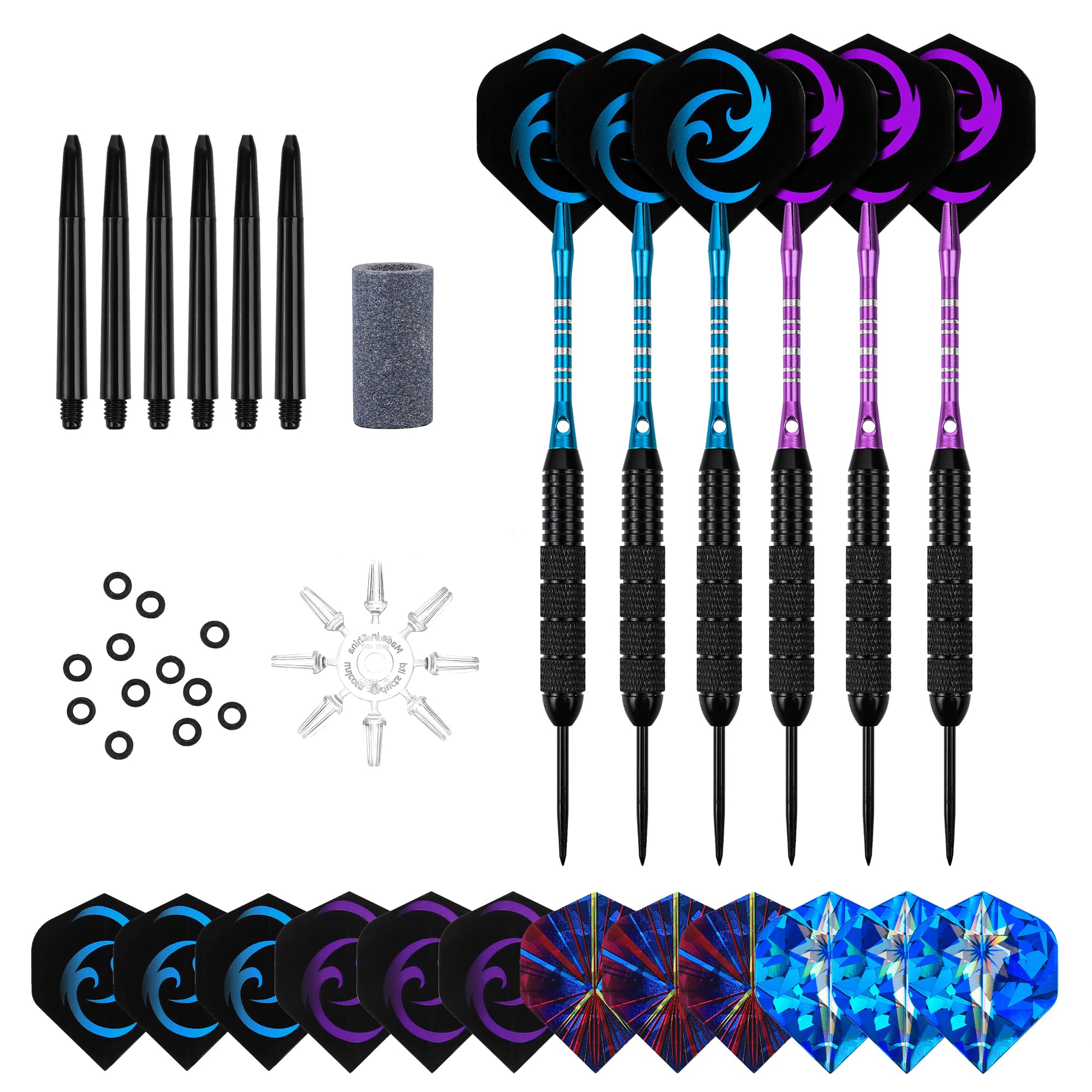 FUZVOL Professional Darts Set Steel Tip-Aluminum Stems Darts Flights with 24 Grams-6 Pack Gift Darts Set โ image 1