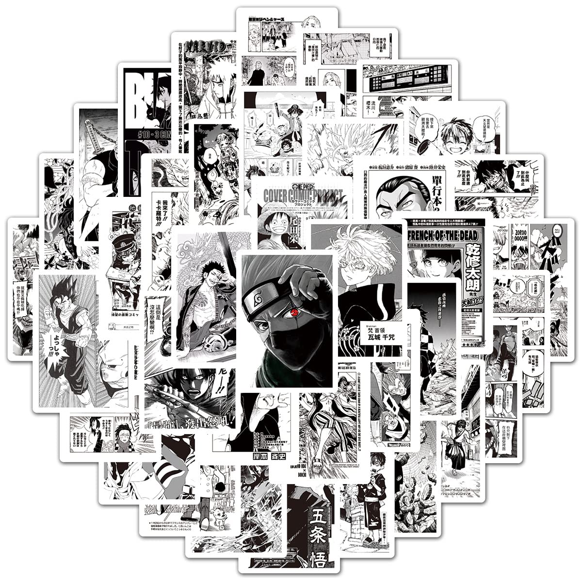 Black and White Sticker Anime Poster Sticker Set 100 Pieces Cute Decoration for Car Laptop Skateboard Bicycle Moped Motorcycle Bicycle Computer Suitable for Adults Children