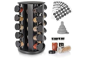 Organizer Spice Tower: Countertop Revolving, Black 20-Jar Rack