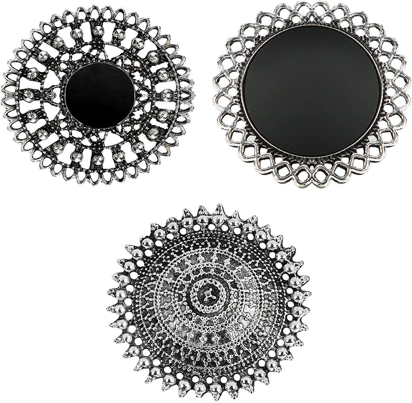 - Jewellery Afghani Oxidised Silver Plated Combo of 3 Rings for Women and Girls (Adjustable Size)