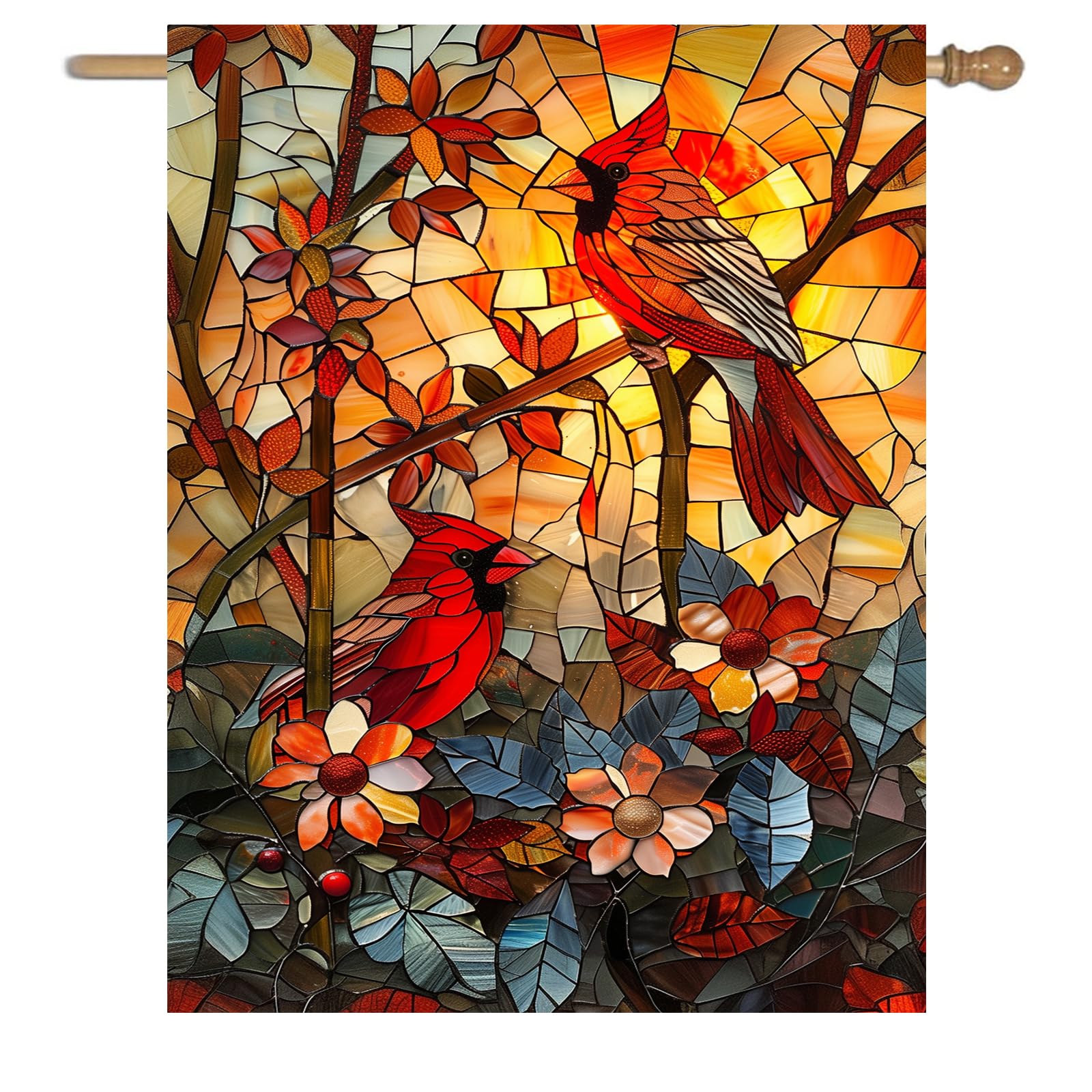 Amazon.com : Stained Glass Cardinal Red Birds Garden Flag Spring