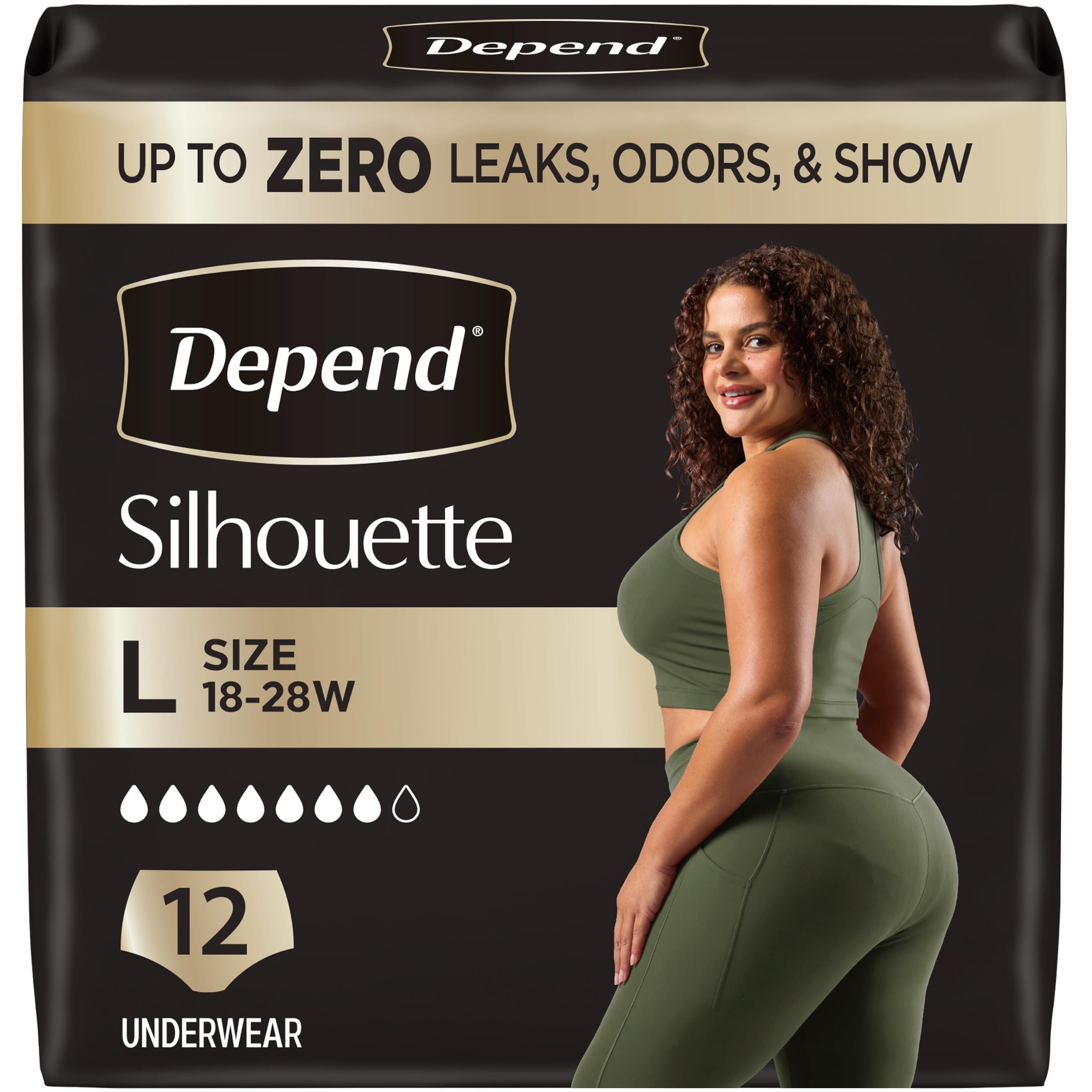 Depend Silhouette Incontinence Underwear for Women, Large, 12 Count
