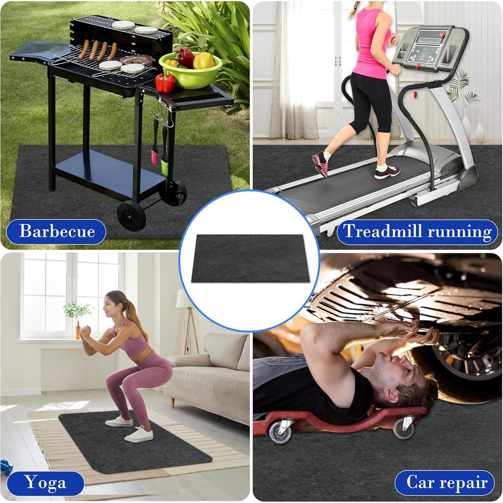 Alfombrilla de fieltro antideslizante para taller de coche, baño, seguridad y uso en la cocina, 178 x 178 cm, antifatiga