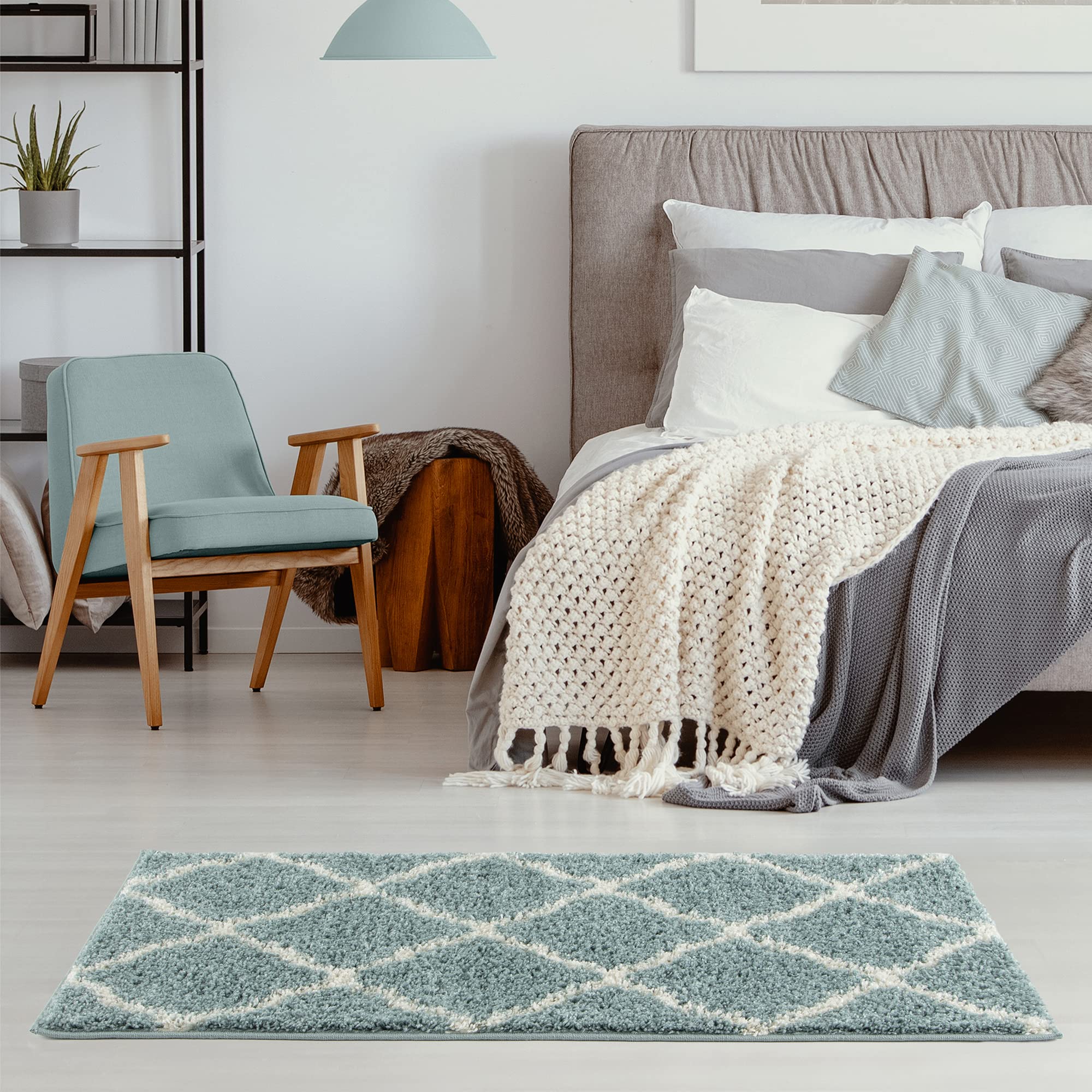 THE RUGS Shaggy Rug, Modern Moroccan Design Rugs for Living Room Bedroom, Hallway, 3 cm Thick Area Rugs - Image 4