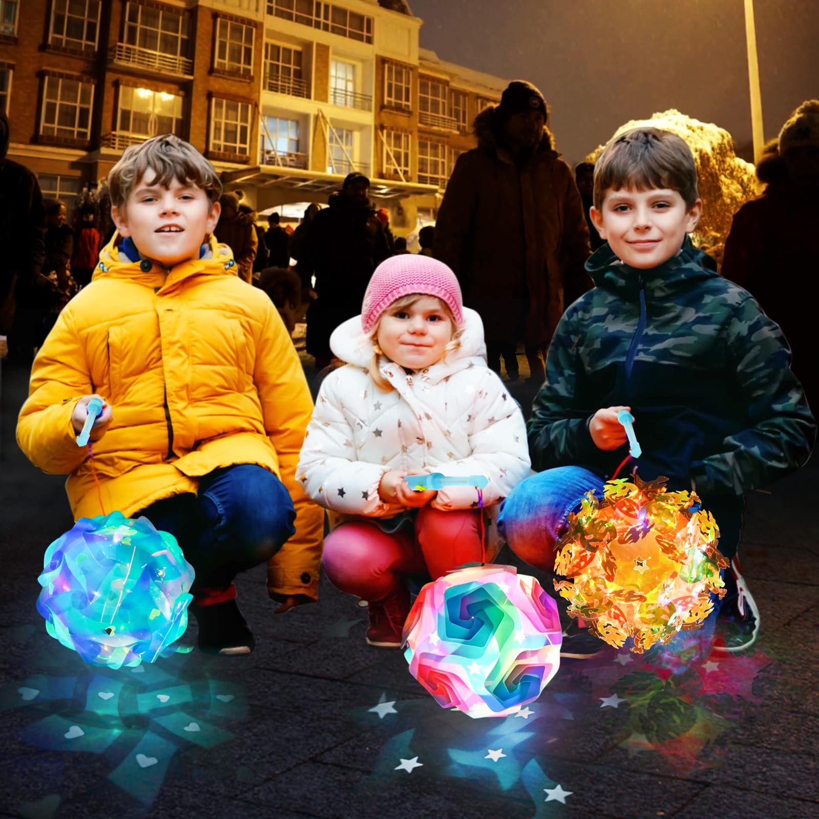 Lanterne Portable Pour Enfants, Bâtons De Lanterne Pour Enfants, Lanterne Assemblée Bricolage, Lanterne Multicolore, DIY Lanterne Saint-Martin Pour Fêtes Halloween,Noël, Anniversaires