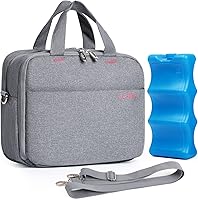 Vista 1 de Lekebaby Bolsa enfriadora de leche materna con bolsa de hielo, se adapta a 4 biberones, perfecta para madres lactantes y guardería