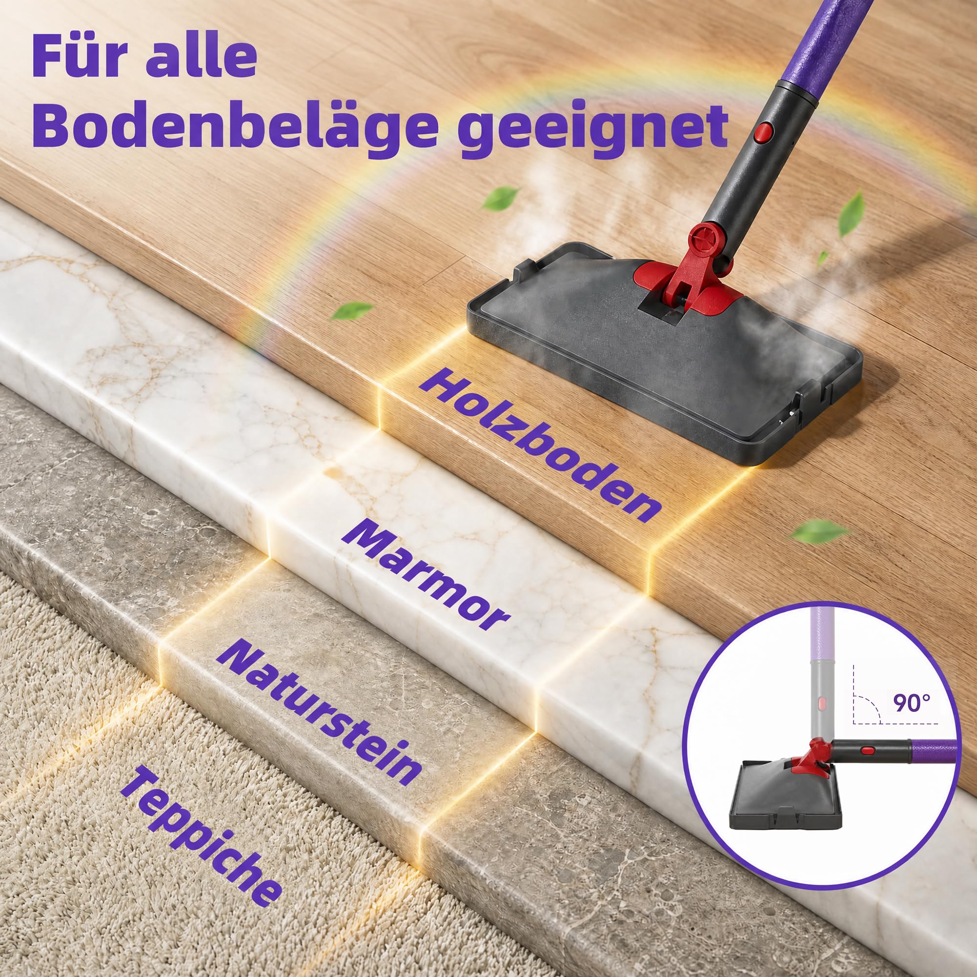 2-in-1 Dampfreiniger,1500W Handgerät,15s Aufheizung | 15s Aufheizung, 8+4 Zubehörteile,5m Kabel & Drehkopf,Leicht & kompakt, Ideal für Wohnungsübergabe & Küchenreinigung