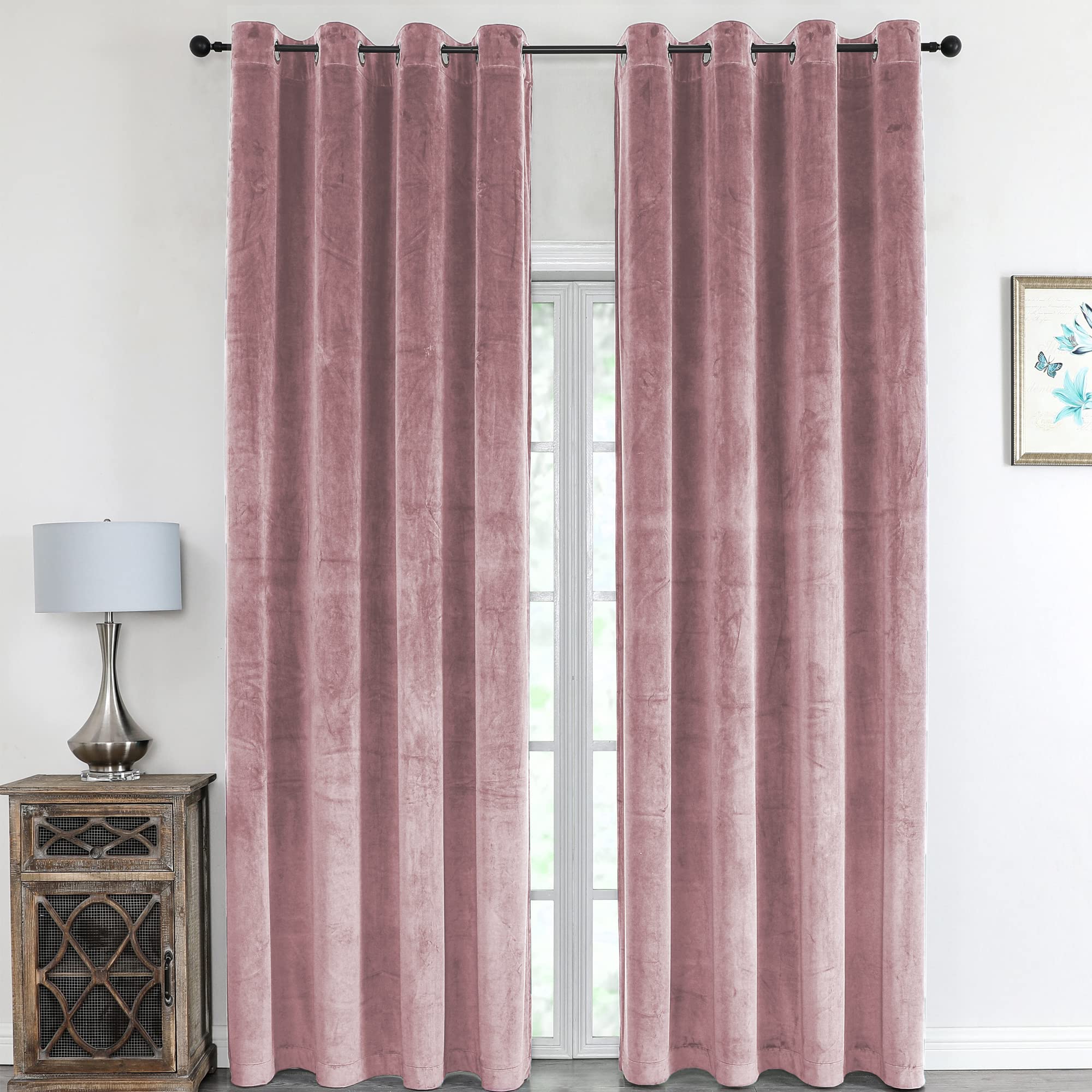 Cleanlevel Samtvorhang (2er Set) 140x245 cm – Vorhänge Blickdicht mit Ösen – Hochwertige blickdichte Vorhänge mit Hitzeschutz & Kälteschutz