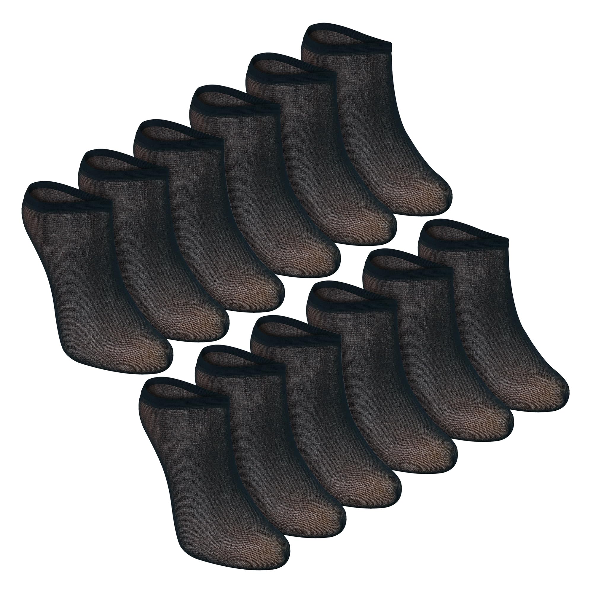Sock Snob - 12 Pack Ladies Invisible No Show Pop Socks, 15 Denier Sheer Lightweight Hosiery, Soft Low Cut Shoe Liners, Black Natural, UK Size 4-8 (4-8, Black)