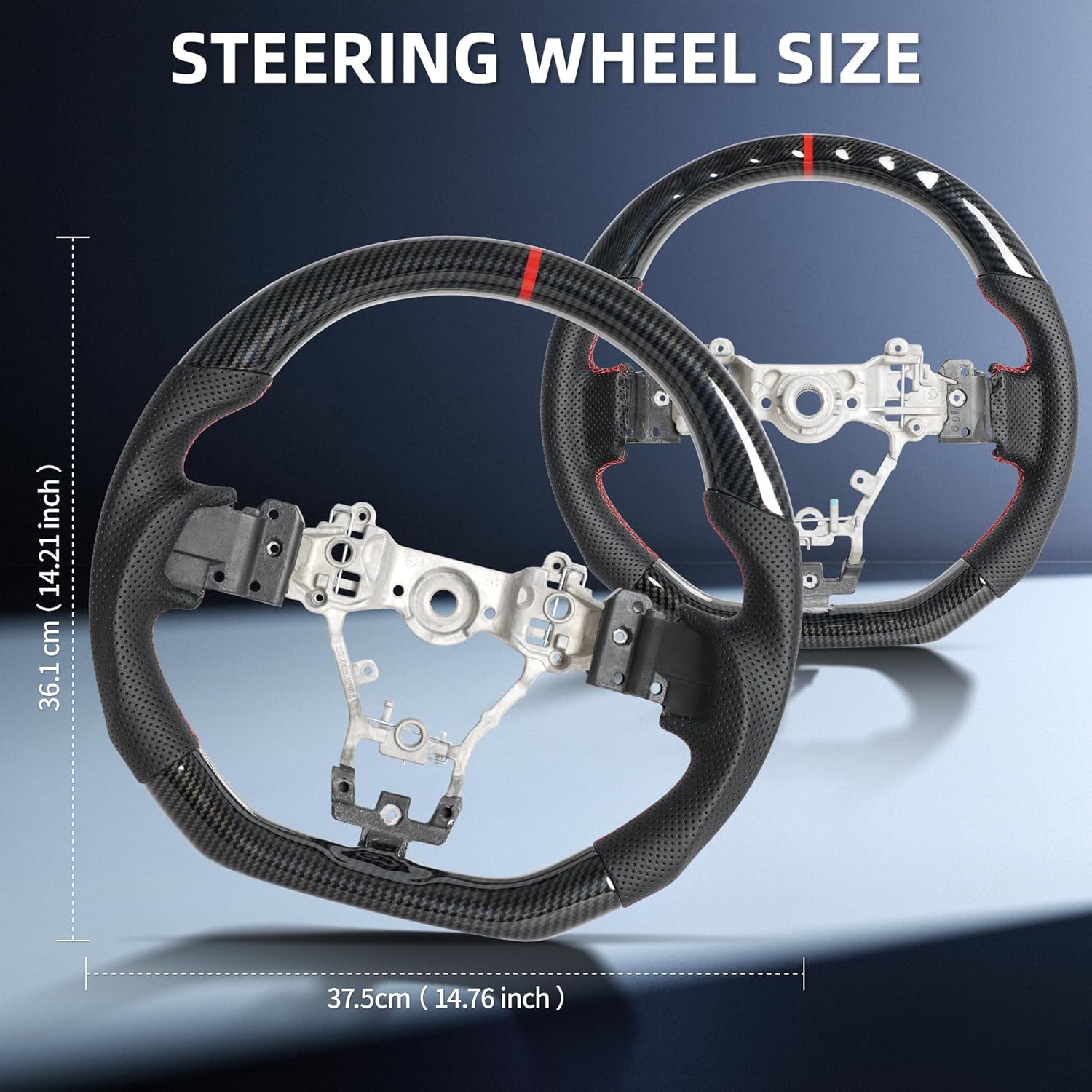 Steering Wheel for Subaru WRX/WRX STI 2015-2021 Hydro-Dip Carbon Fiber VA Chassis D-Shaped Flat Bottom Nappa Perforated Anti-Slip Perforated Leather