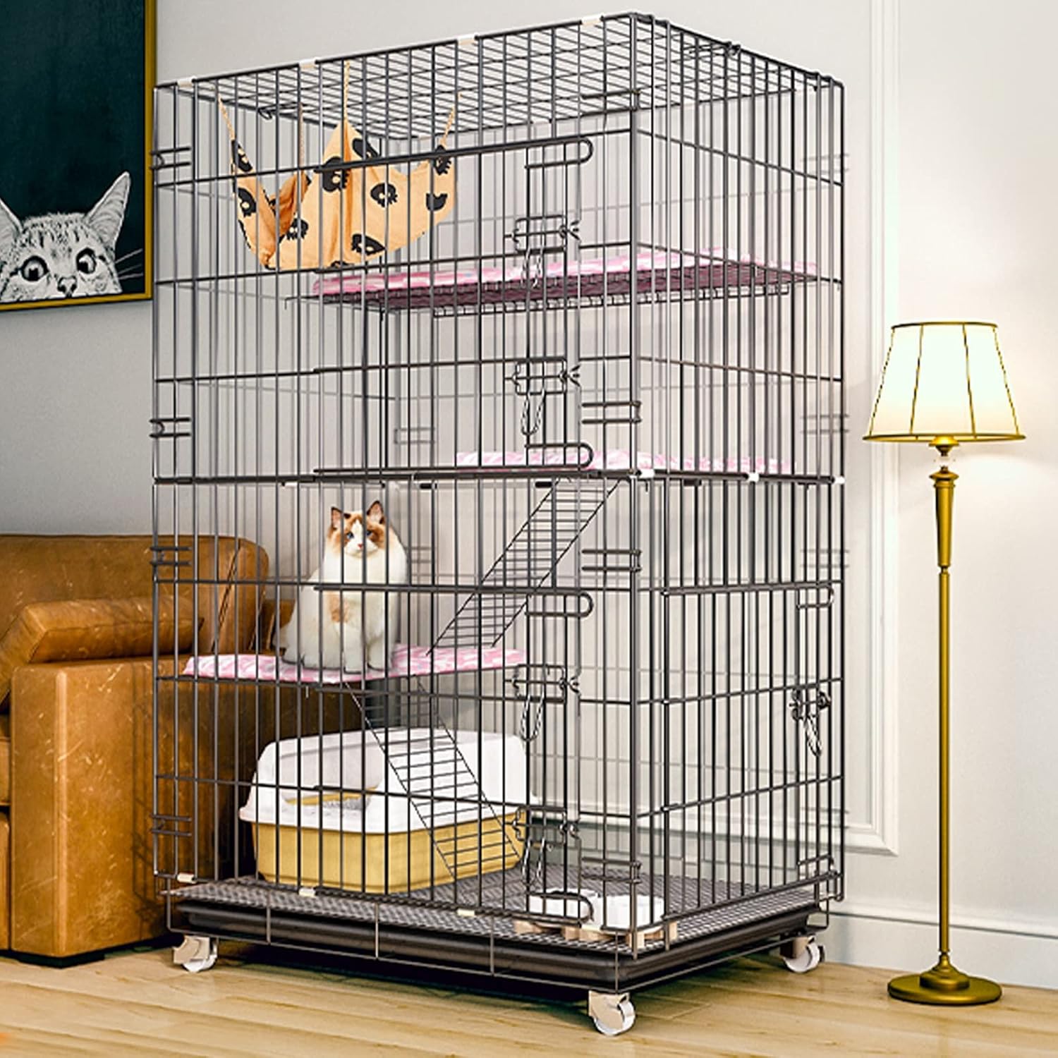 Cat Cages Indoor Large with Wheels Cheap Dog Cage Sturdy