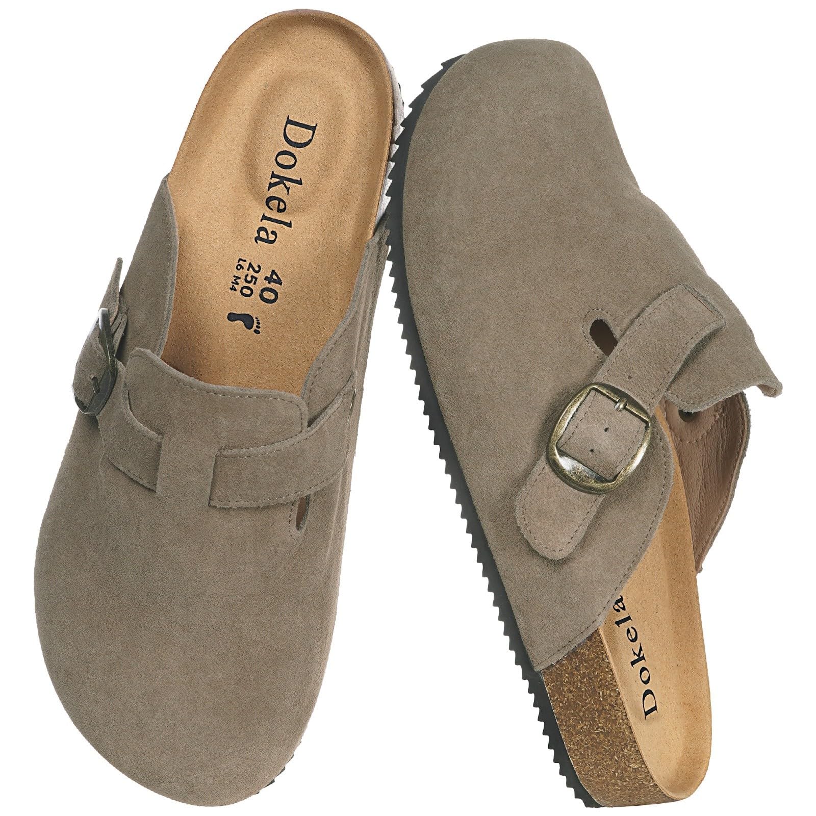 Zuecos y Mules Hombre Mujer Zapatillas Casa Cómodas Pantuflas de Piel con Plantilla de Corcho Zapatos Antideslizante