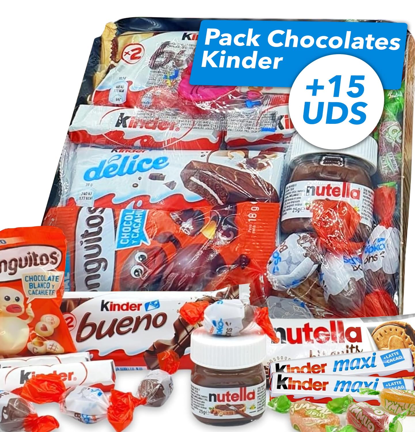 Kinder Conguitos - Super Bandeja de Chocolates. Perfecto Regalo para Día de la Madre y San Valentín. Pack de 15 Chocolat