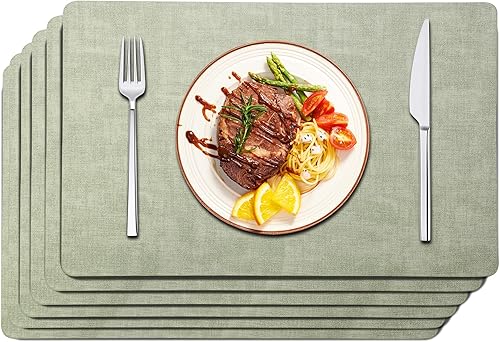 Maxpearl Juego de 6 manteles individuales de piel sintética, impermeables, se limpian con un paño, resistentes al calor, antideslizantes, adecuados