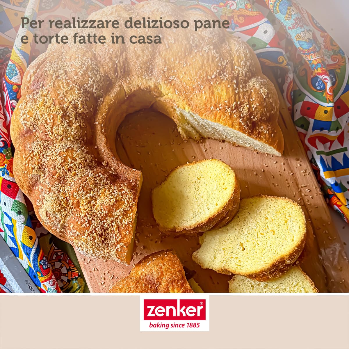 Zenker Stampo per ciambellone, stampo da forno per pane, torte, dolci, teglia in acciaio con rivestimento antiaderente, fino a 230°C, dimensioni 32 x 9 cm