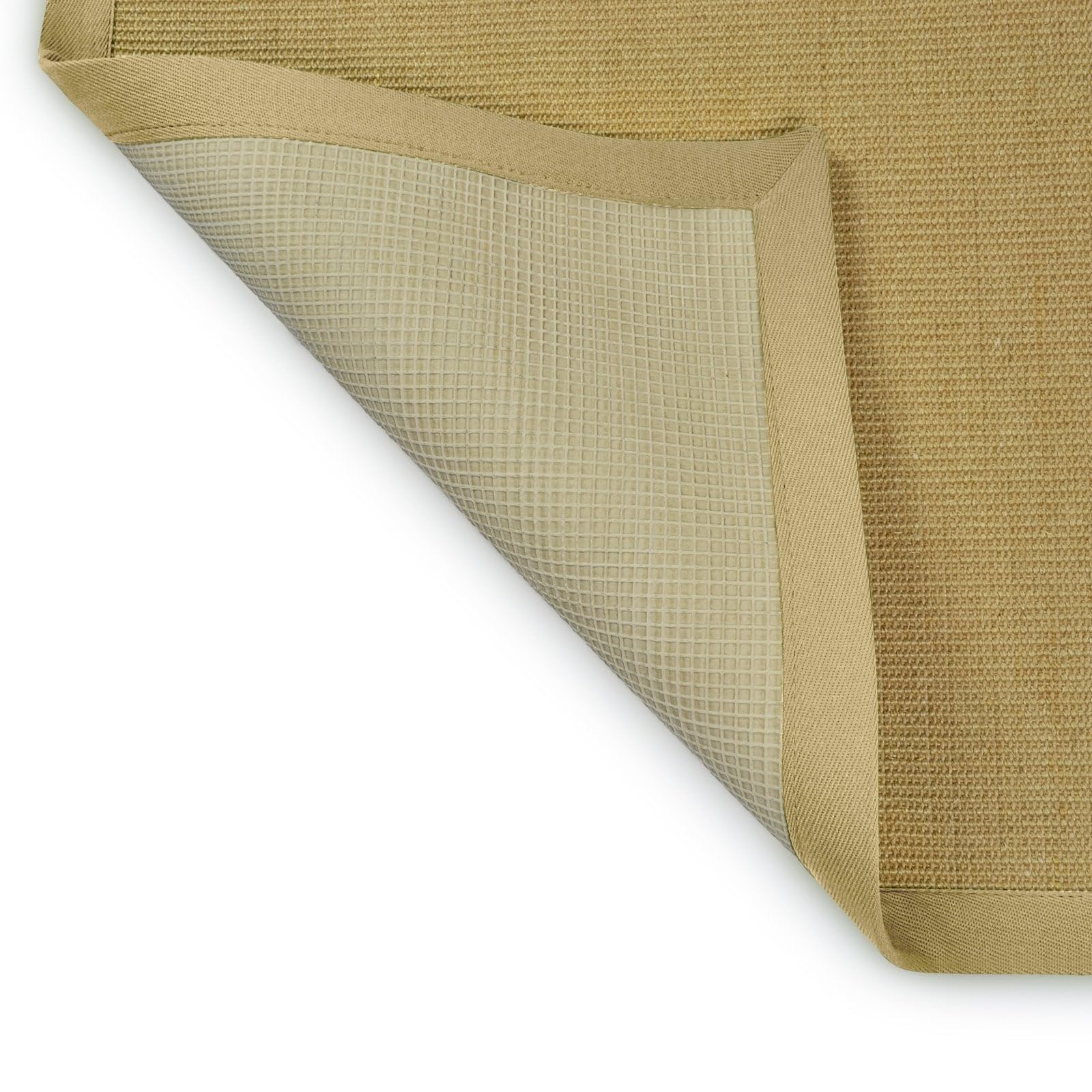 KARAT Tapis en Sisal Amazonas 100% Naturel avec Bordures en Coton - Antistatique Antidérapant- Dos antidérapant en Latex, Tapis élégant écologique pour Salon Chambre Couloir (Nature, 200 x 200 cm)