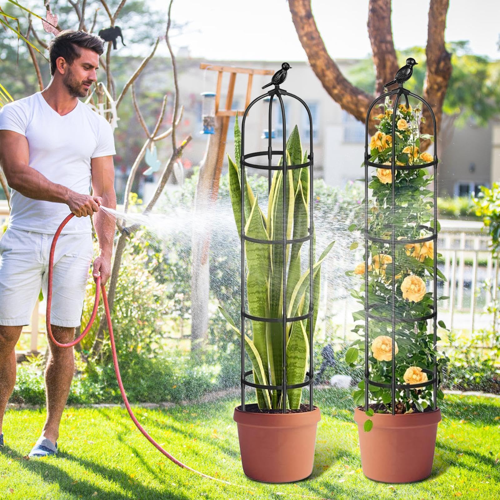Traliccio da Giardino per Piante Rampicanti in Metallo Regolabile