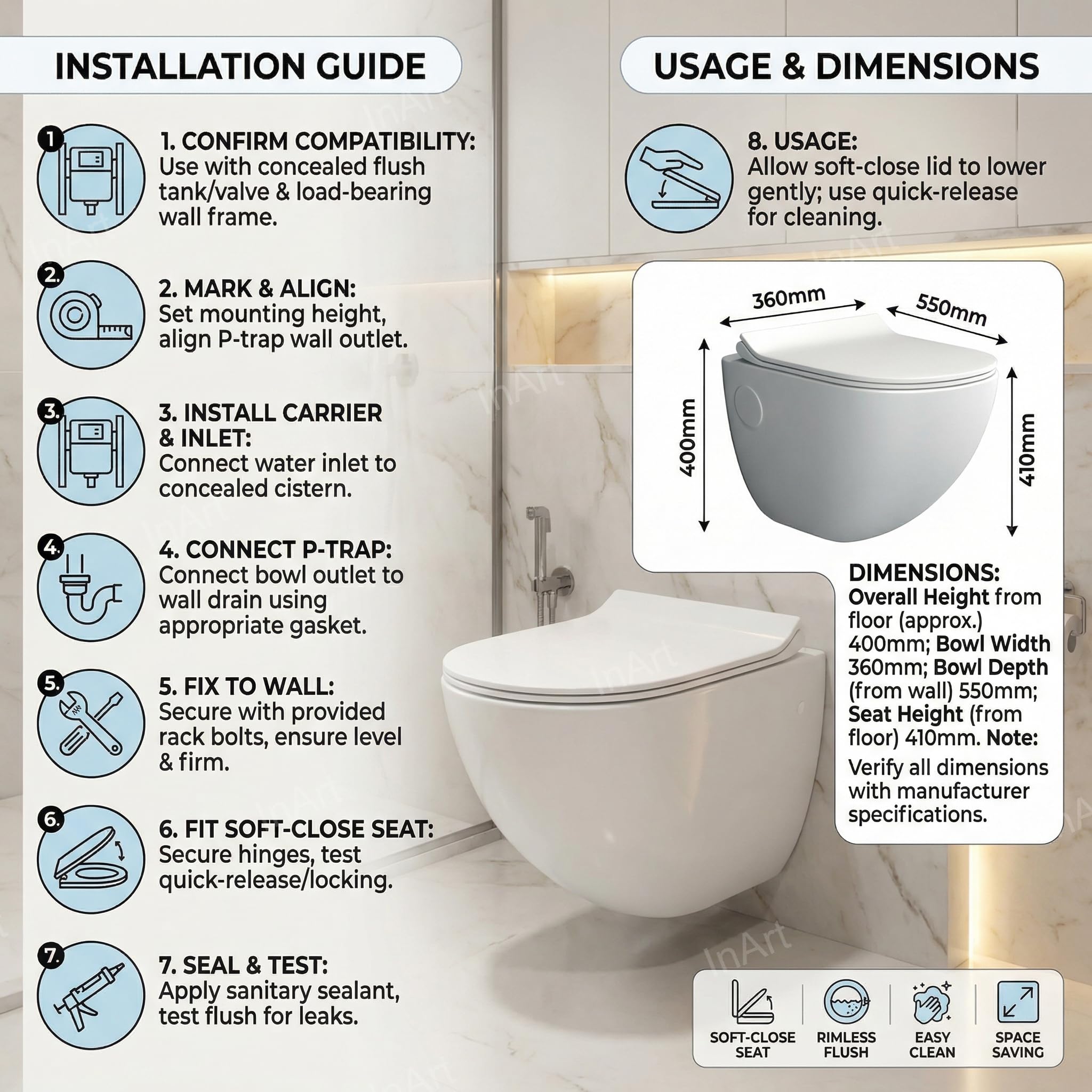 Wall Mount Commode - European Toilet -6 Wall Mount Commode - European Toilet -6