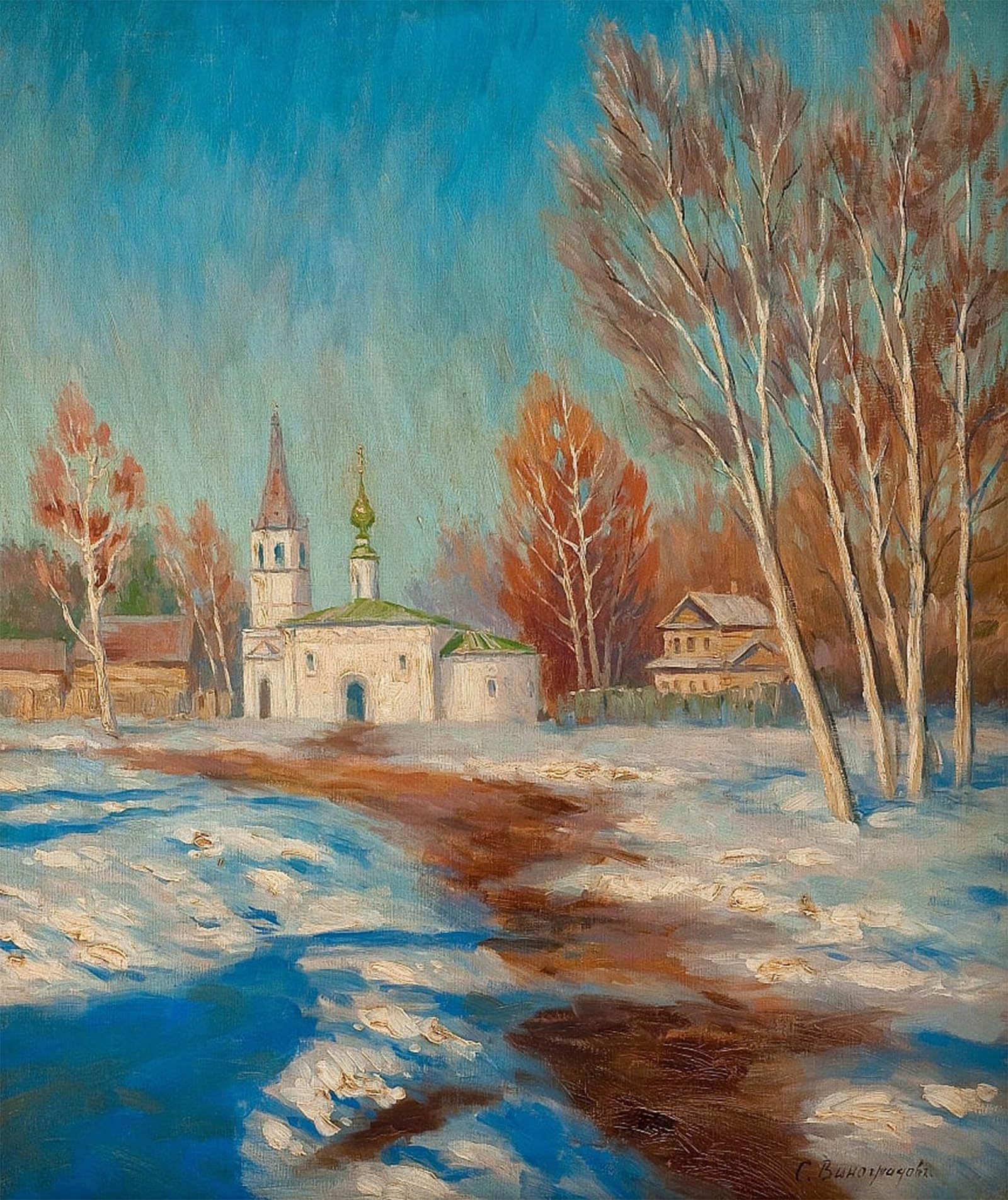 Artxlxxbn No Frame Famous Art Print Poster Vintage Wall Art Spring Landscape By Sergei Arsenevich Vinogradov Canvas Art Poster For Home Decor 60X90cm