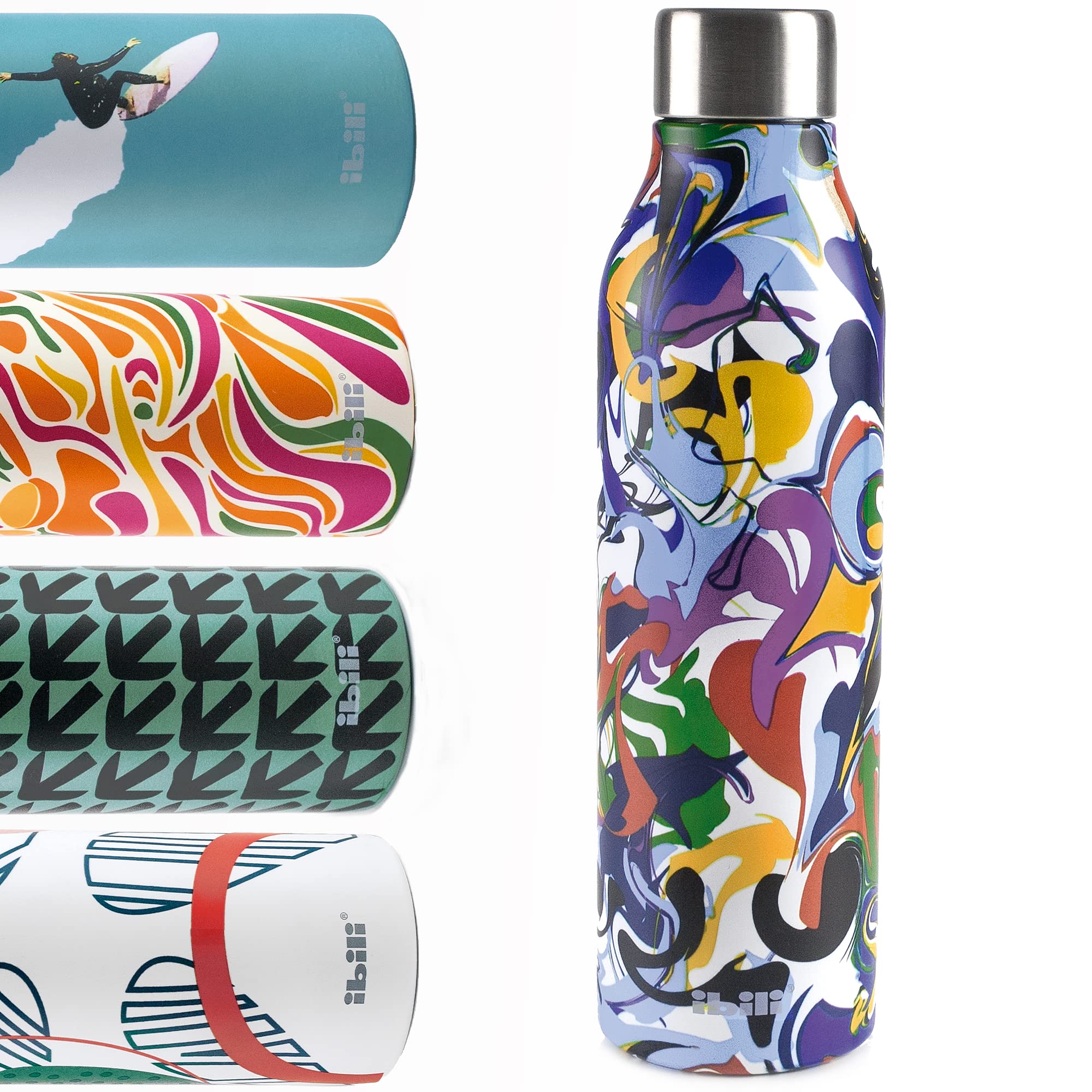 IBILI Smart Element 500ml 18/10ステンレススチール二重壁真空フラスコ - ランダムカラー IBILI 魔法瓶 二重壁 グラナダ 500ml 18/10ステンレス 二重壁 再利用可能 
