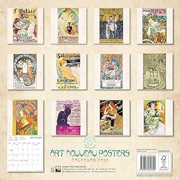 Art Nouveau Posters Wall Calendar 2025 (Art Calendar): Flame