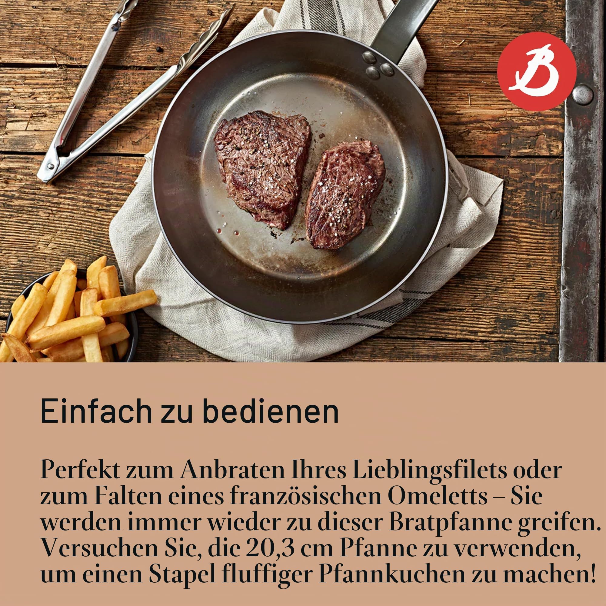 De Buyer Mineral B Black Iron Induktionsbratpfanne 20 cm – Bild 5