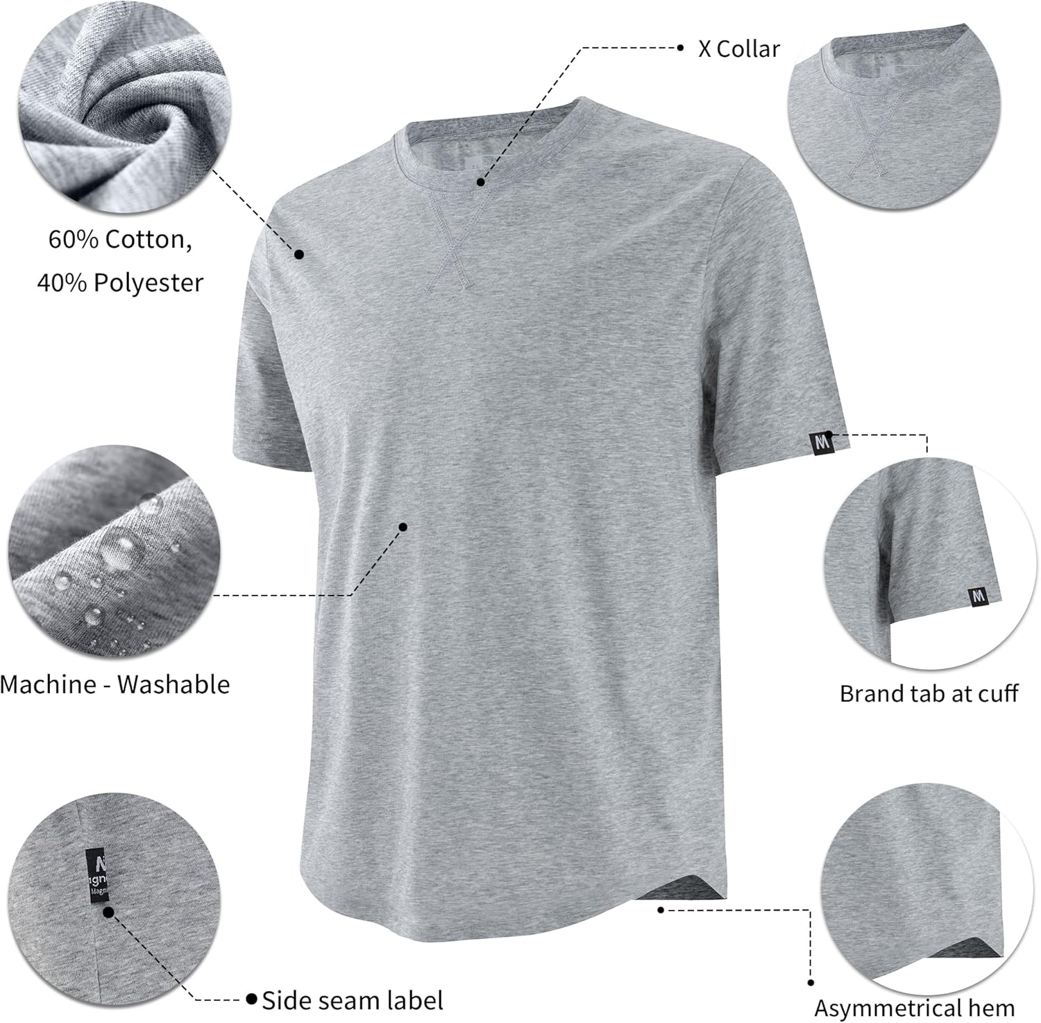 MagnaMan Men's 3-Pack Short Sleeve Crew Neck T-Shirts Solid Color Casual Tee Shirts - Ideal for Gym, Work & Daily Life - Image 2