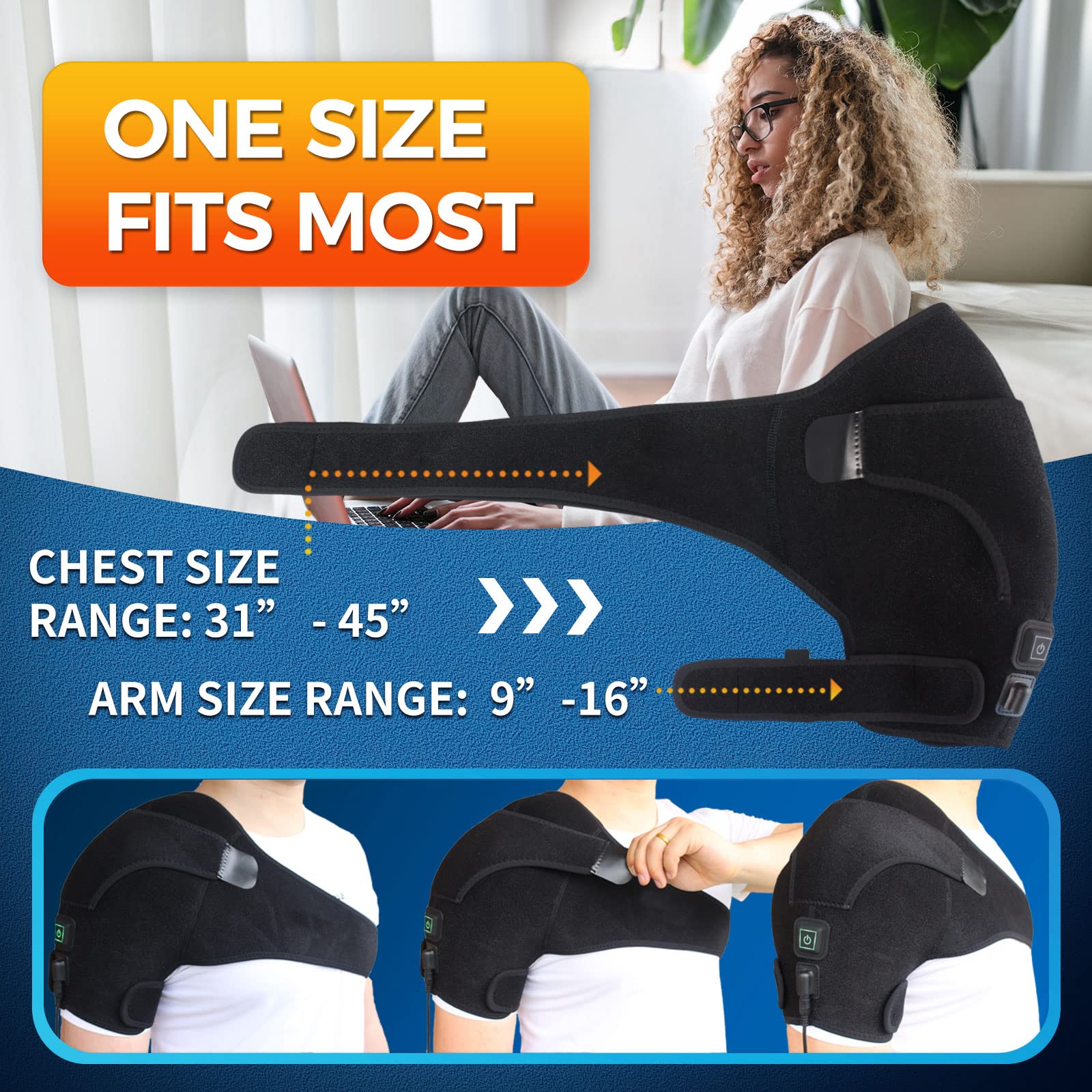 CREATRILL Heated Shoulder Wrap, 3 Heat Settings, Heating Pad Support