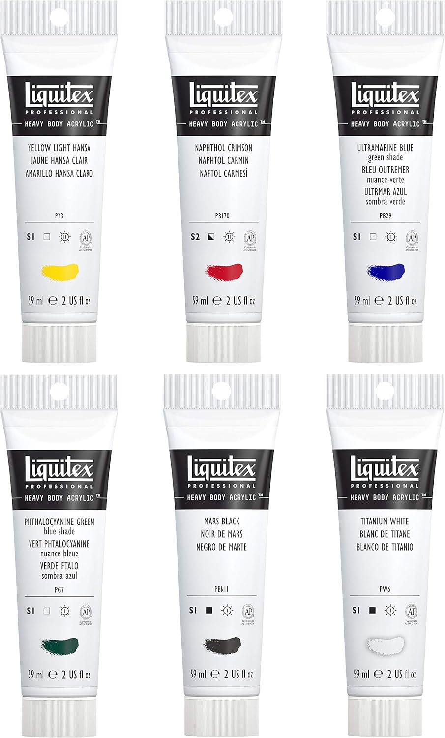 Liquitex Professional Heavy Body Acrylic Paint, Classic 6 x 59ml (2-oz) Set