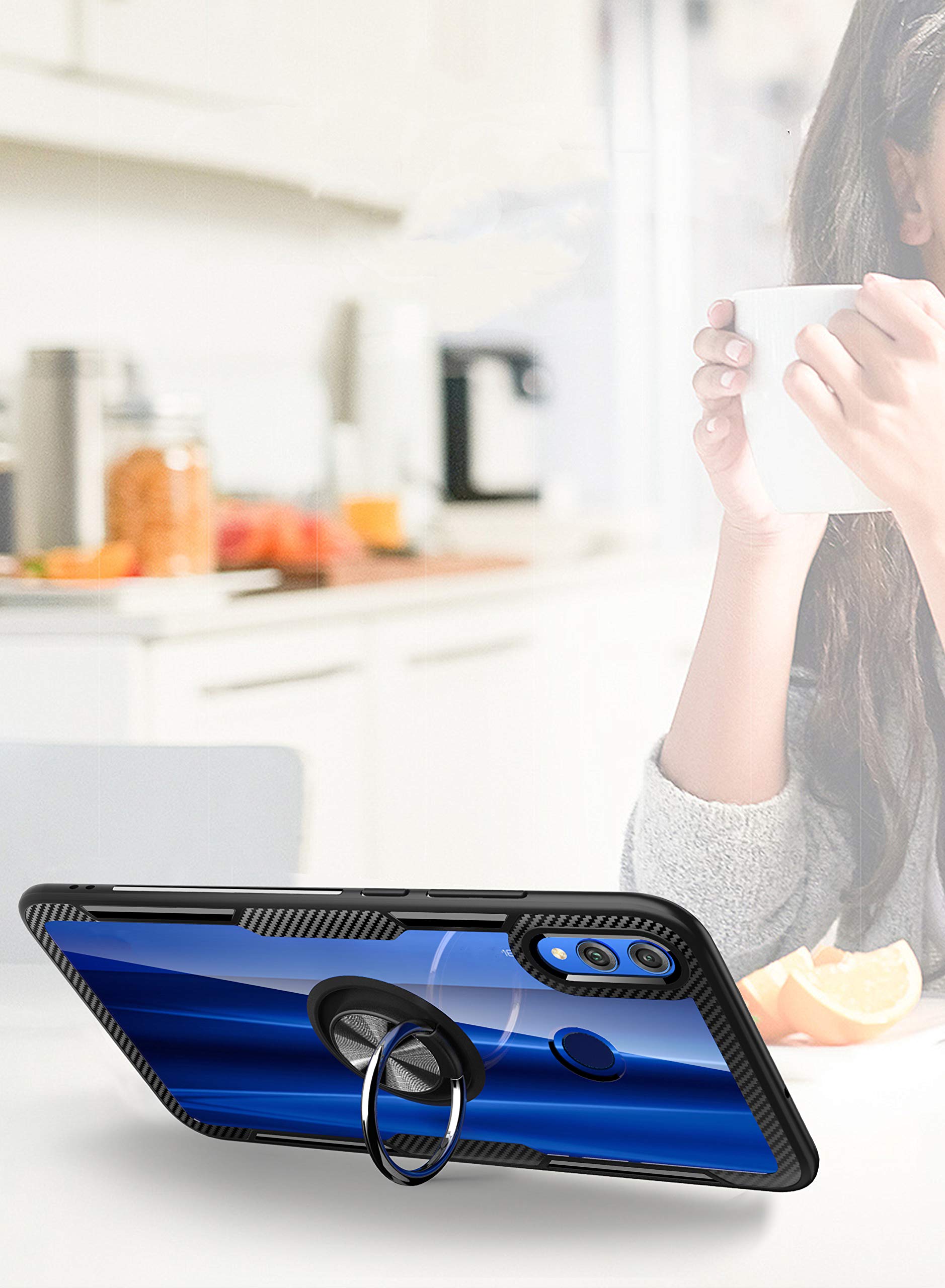 SORAKA Custodia Trasparente Per Honor 7X Con Anello Metallico E Piastra Per Supporto Magnetico Auto - 5
