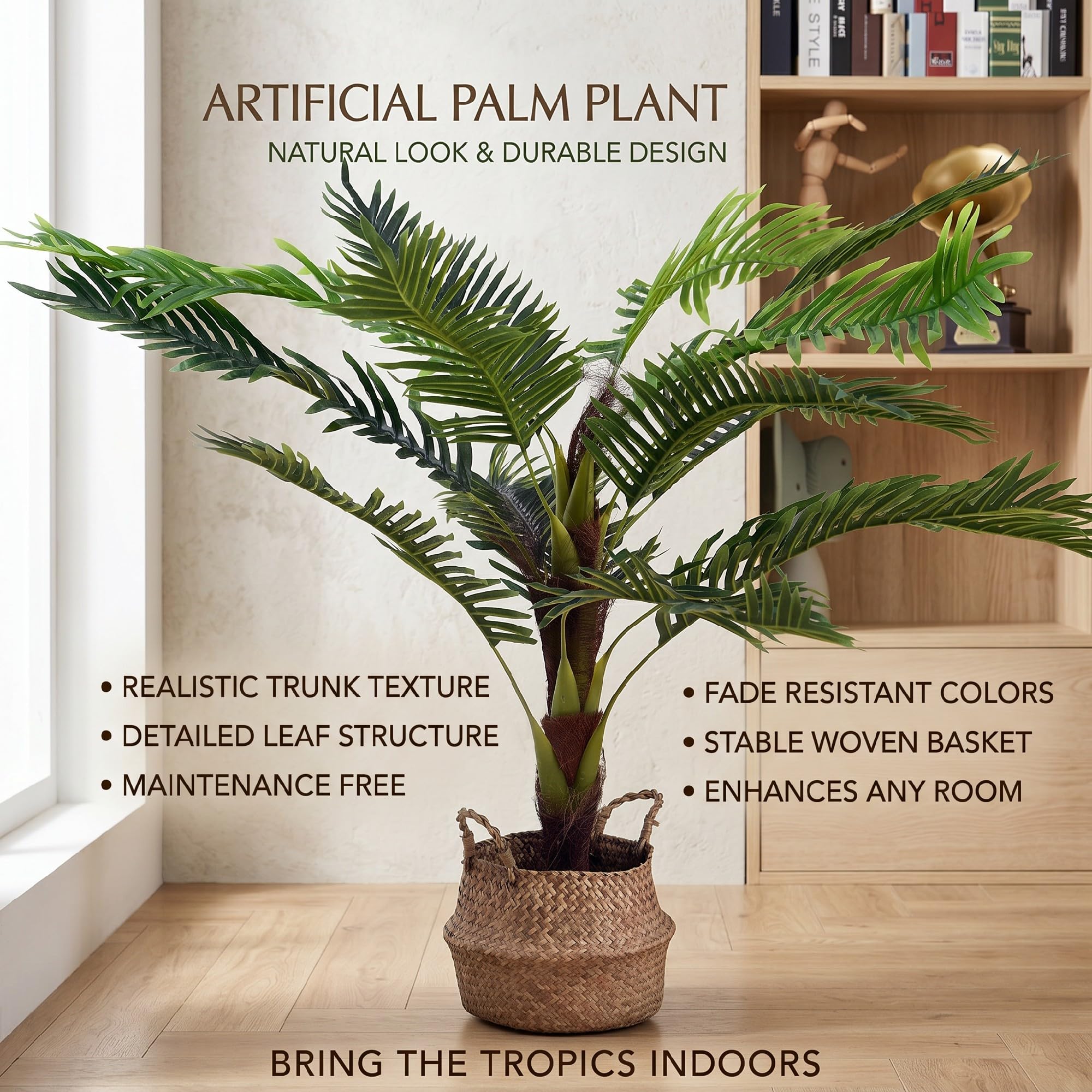 Outsunny Pianta Artificiale Palma Cycas Alta 123cm con Vaso Incluso