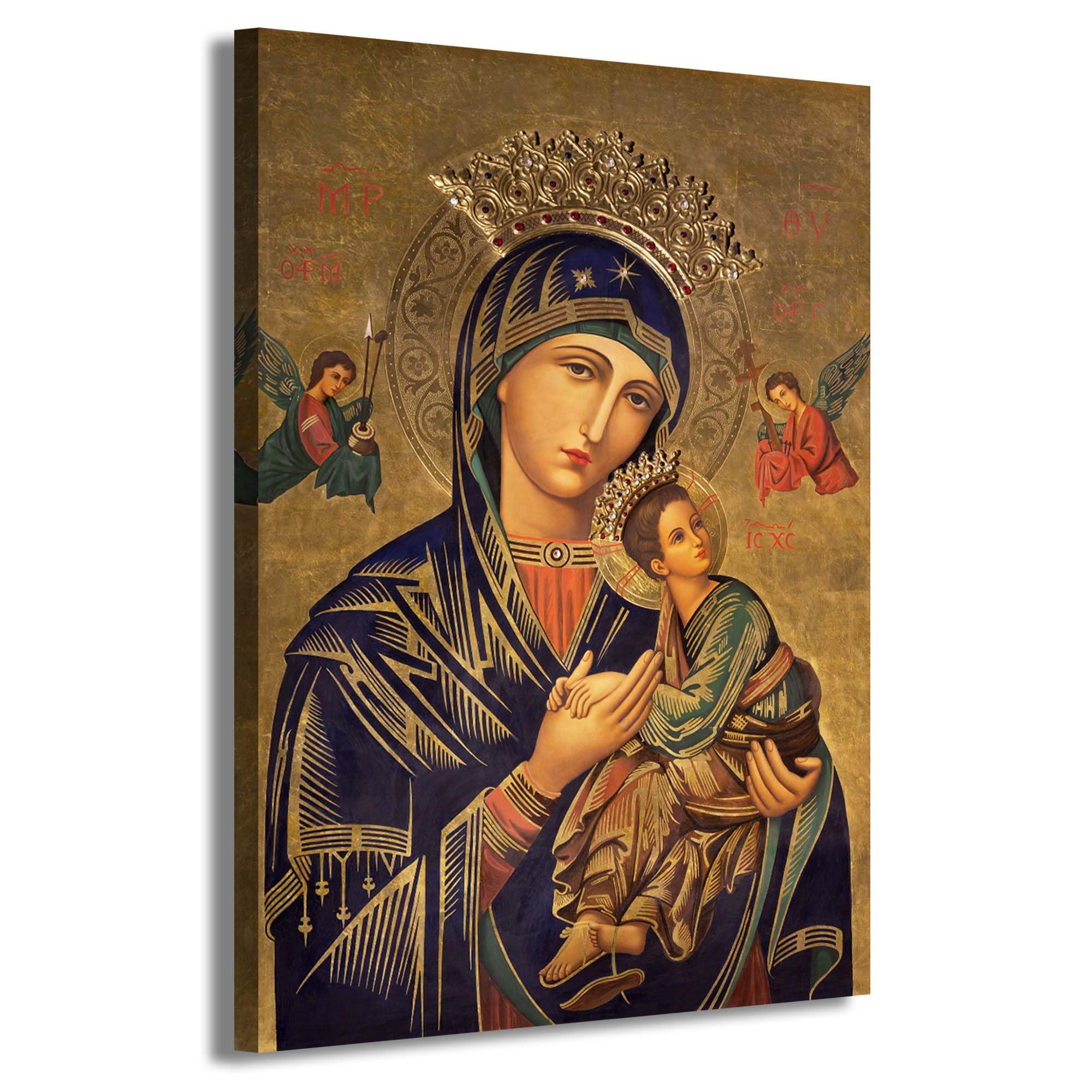 ARNLRDYA Our Lady of Perpetual Help Wall Decor Russian Orthodox Icon Picture Canvas Art HD Print Wall Art Painting for Bedroom Living Room Decoration Poster with Frame Ready to Hang(14''Wx20''H)