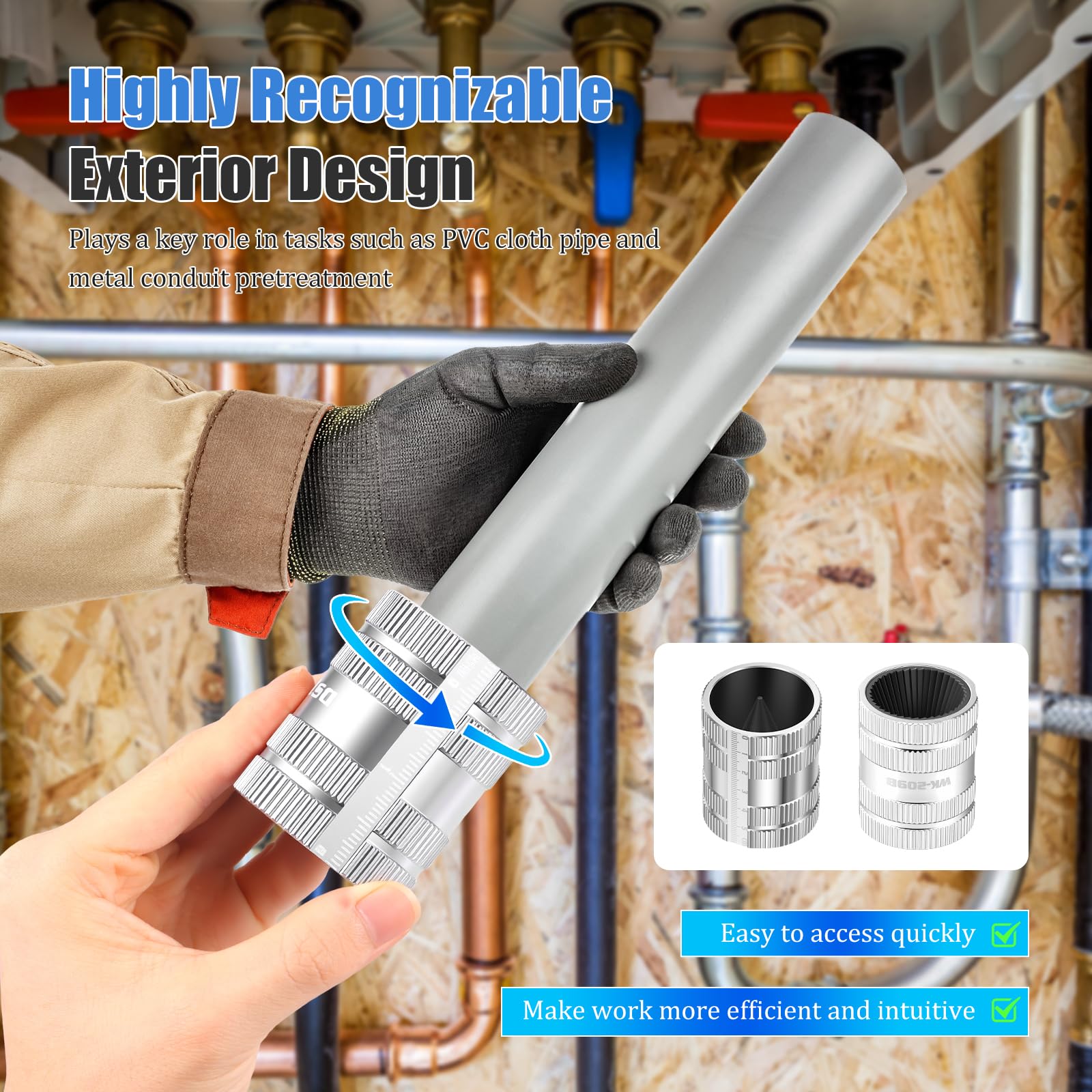 Ébavureur intérieur et extérieur en acier inoxydable 6-42 mm, ébavureur de tuyau avec bords de coupe HSS, 40 tranchants pour tube en cuivre, tube en aluminium, tube en acier inoxydable, tube en