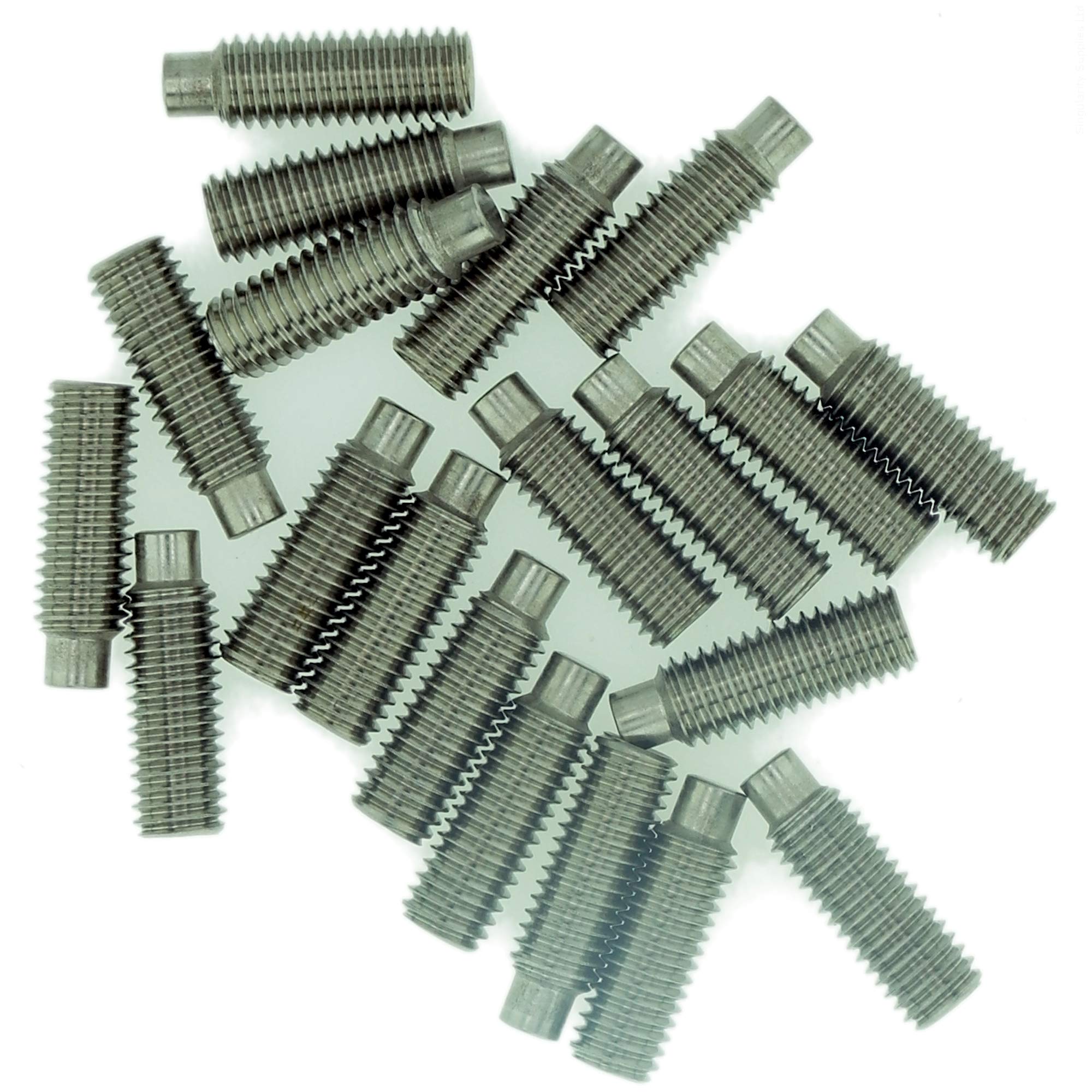 Singularity Supplies Silver M8 (8Mm X 20Mm) Hex Socket Grub Screw (Dog Point) - Stainless Steel (A2) (Pack Of 20)