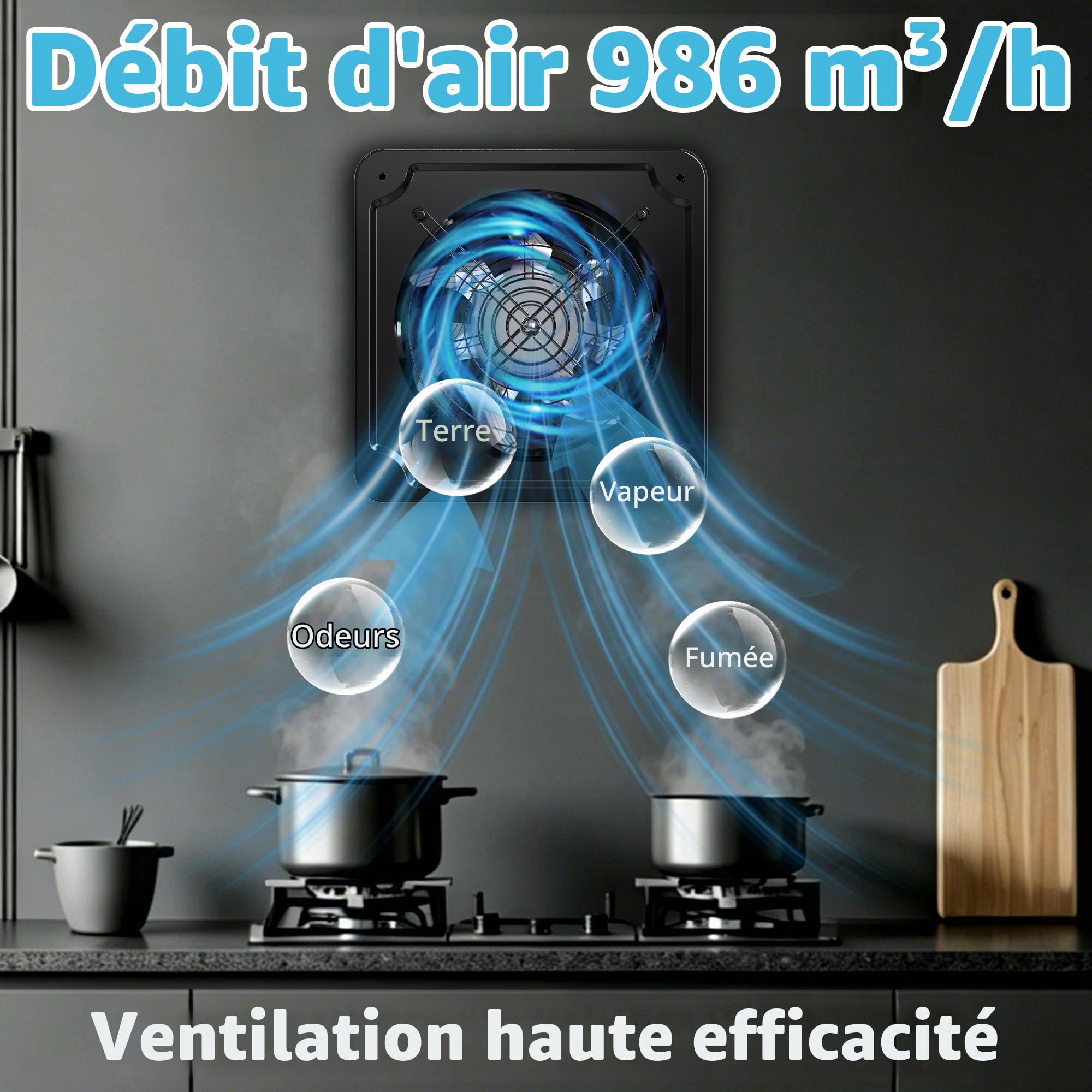Industrial Extracteur d'Air 200mm Puissant pour Cuisine Garage